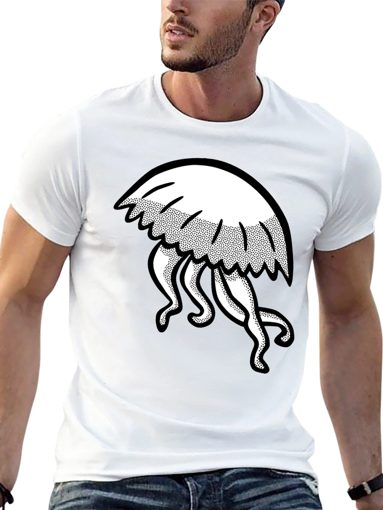 Jellyfish Graphic Tee - Mens Black Cotton T-Shirt