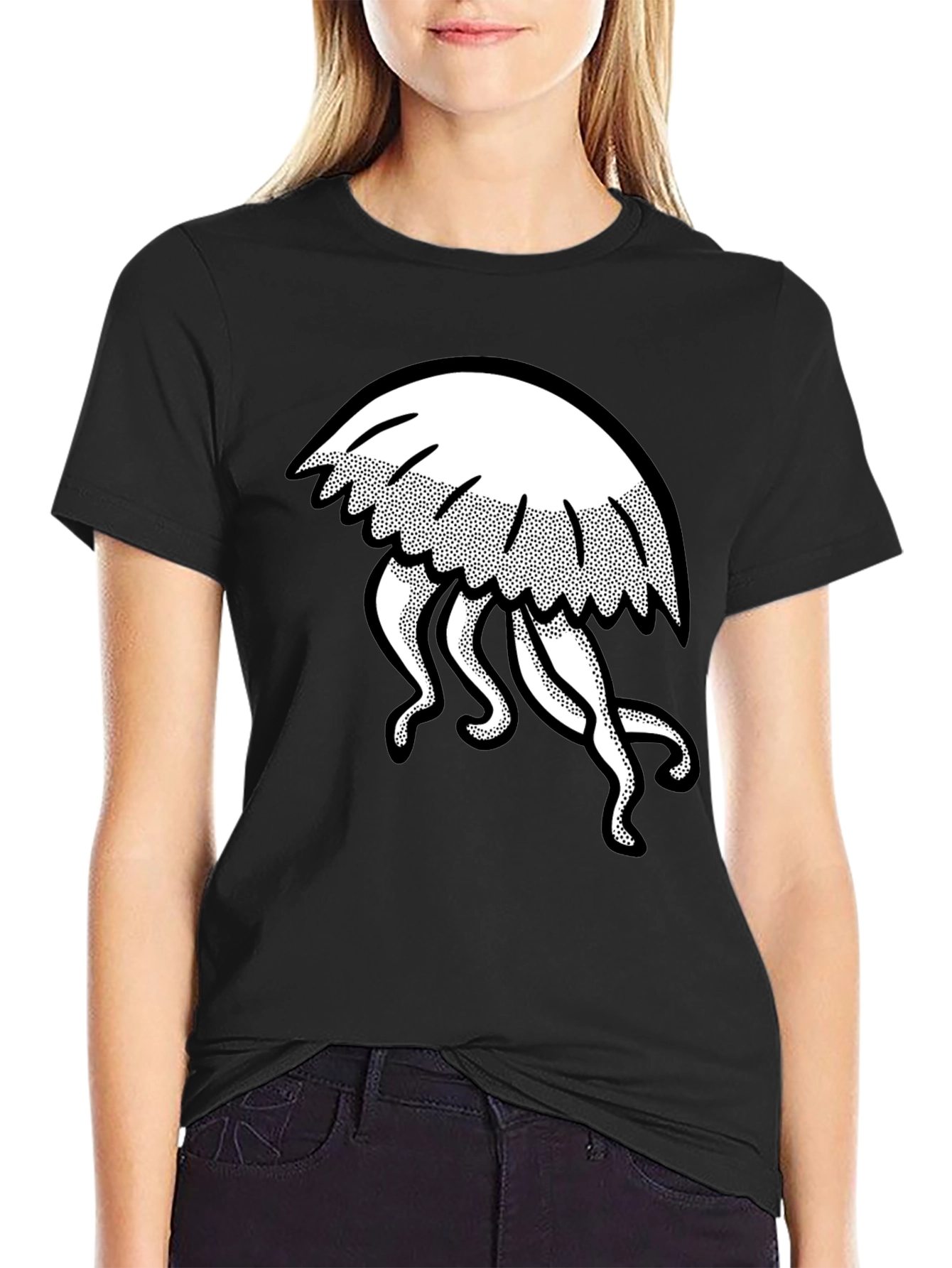 Jellyfish Graphic Tee - Mens Black Cotton T-Shirt