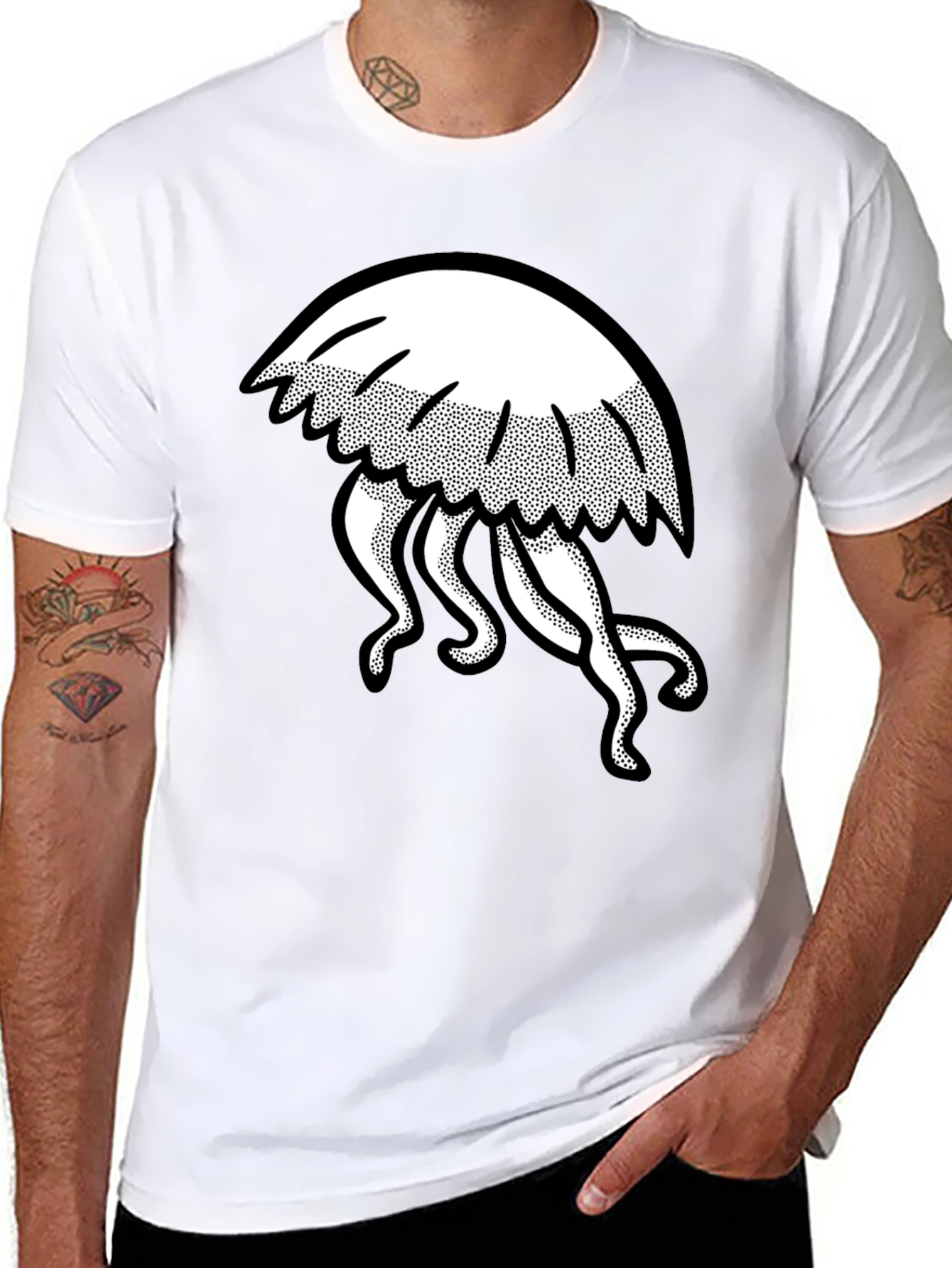 Jellyfish Graphic Tee - Mens Black Cotton T-Shirt