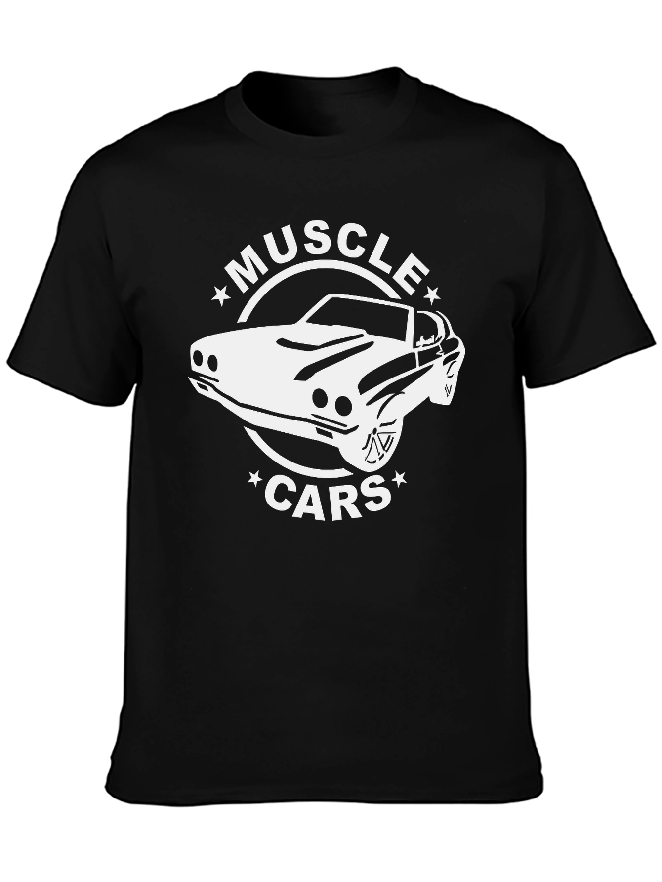 Muscle Cars Graphic Tee - Black Cotton T-Shirt