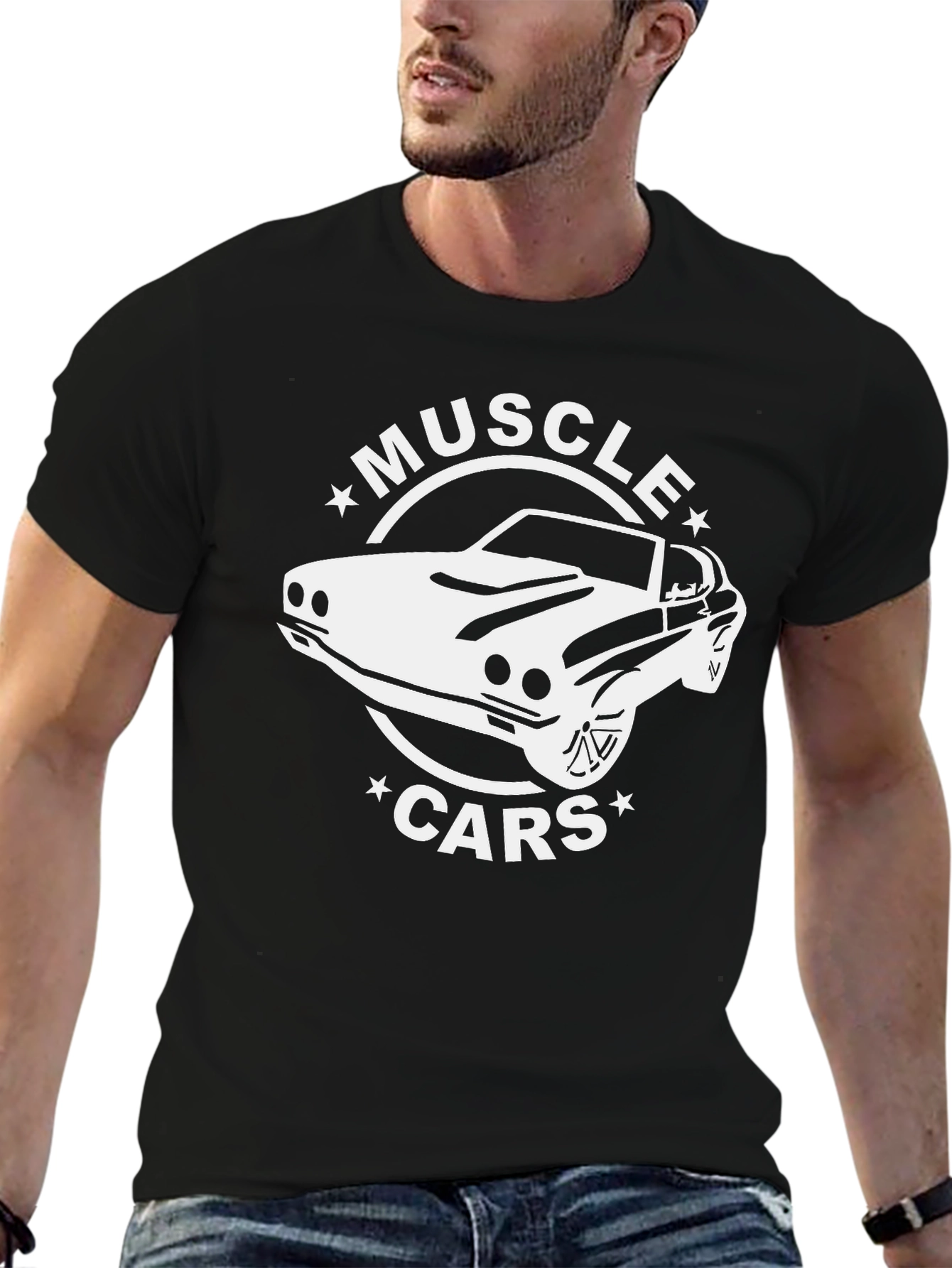 Muscle Cars Graphic Tee - Black Cotton T-Shirt