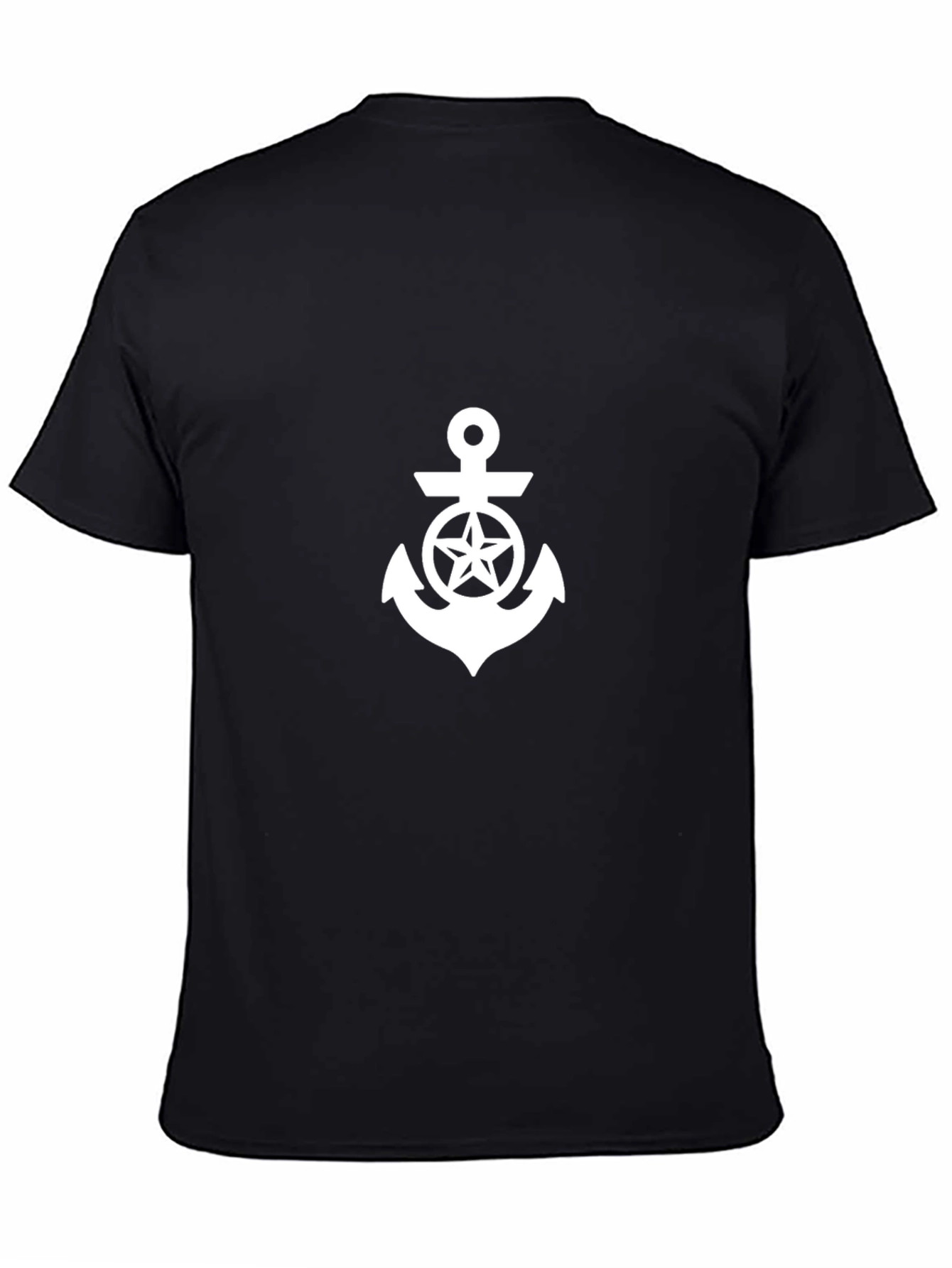 Nautical Star Anchor Graphic Tee - Black