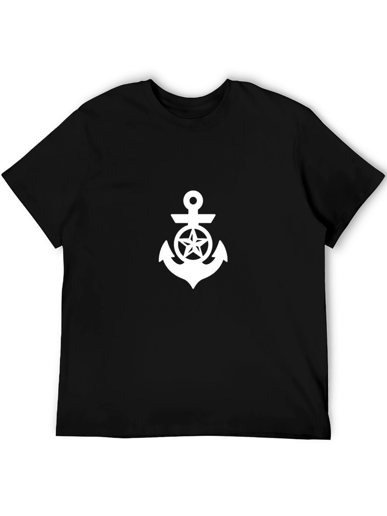 Nautical Star Anchor Graphic Tee - Black