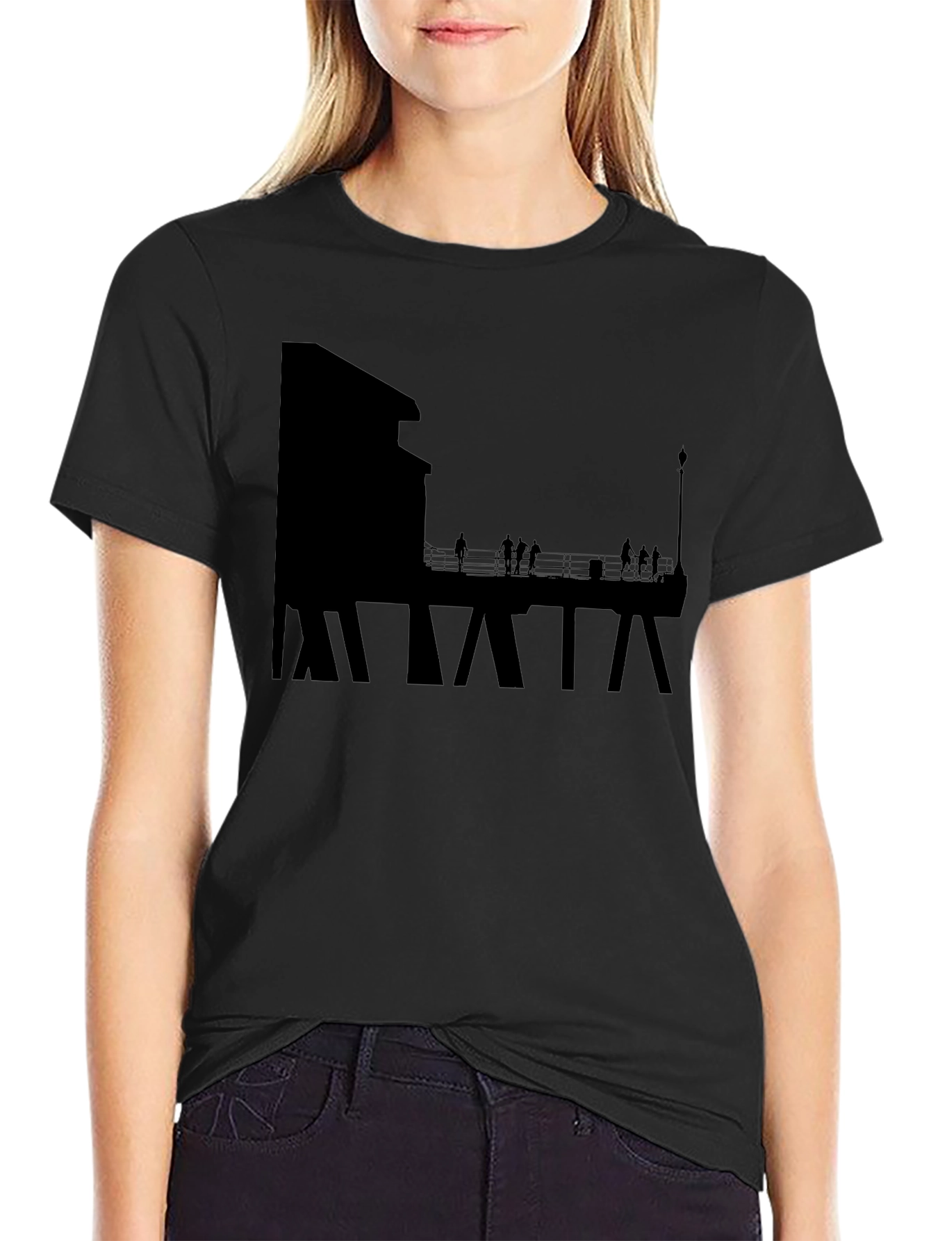 Silhouette Pier Graphic Tee - Black