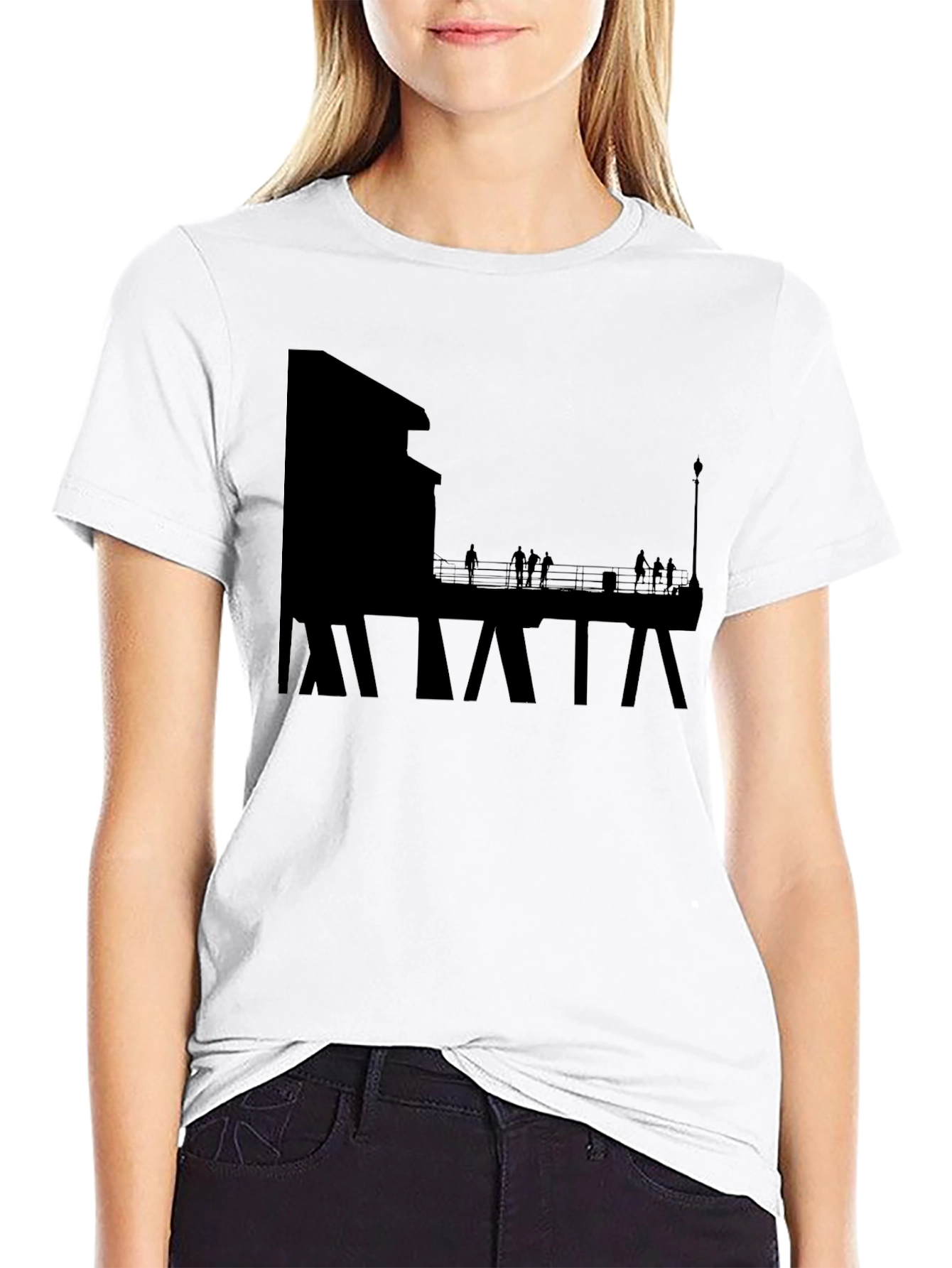 Silhouette Pier Graphic Tee - Black