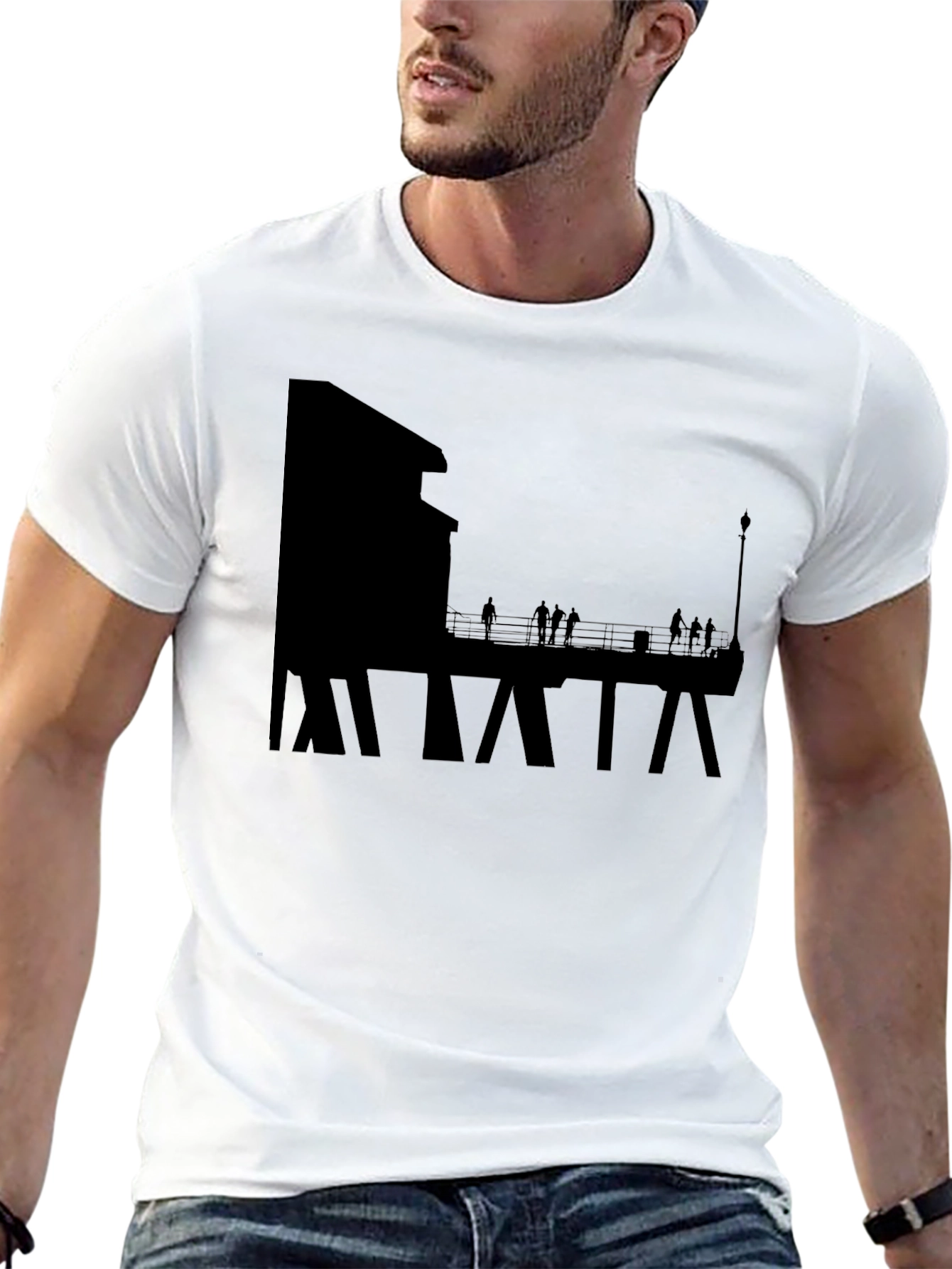 Silhouette Pier Graphic Tee - Black