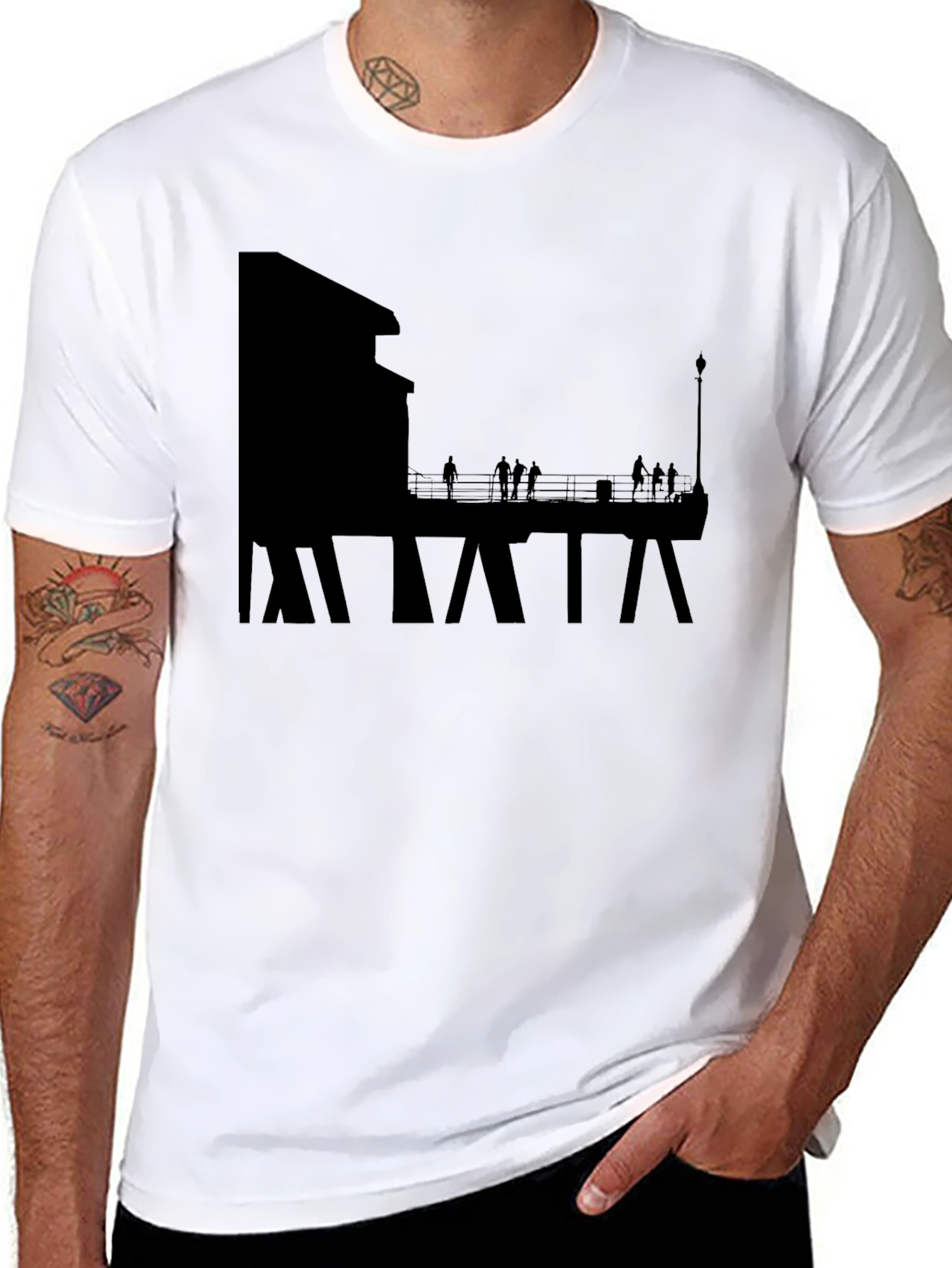 Silhouette Pier Graphic Tee - Black