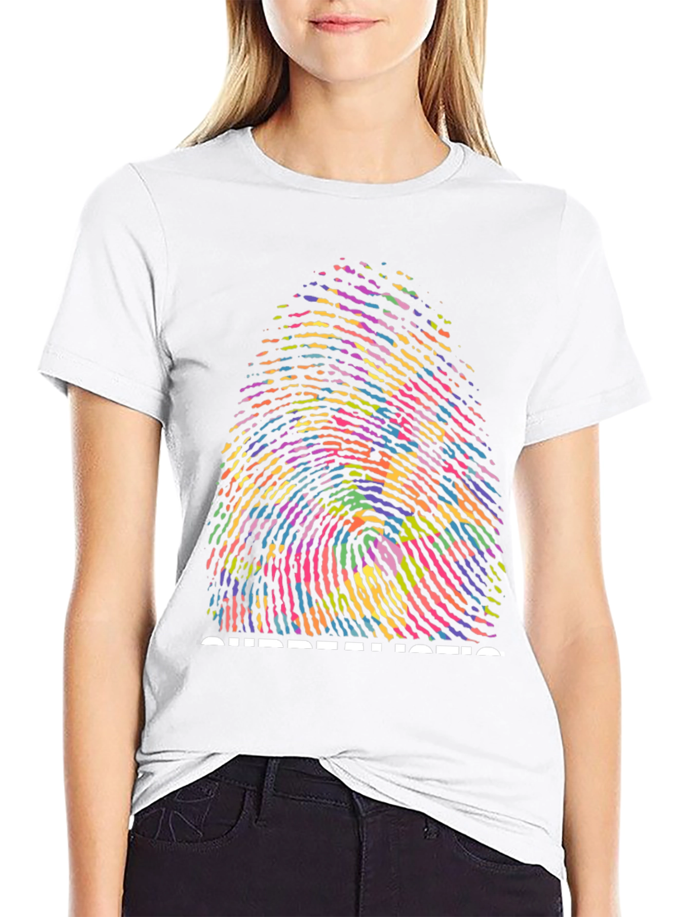 Surrealistic Fingerprint Graphic Tee - Black
