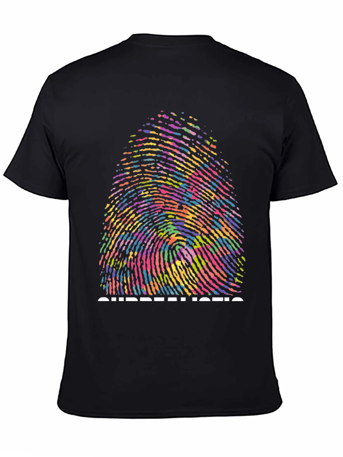 Surrealistic Fingerprint Graphic Tee - Black
