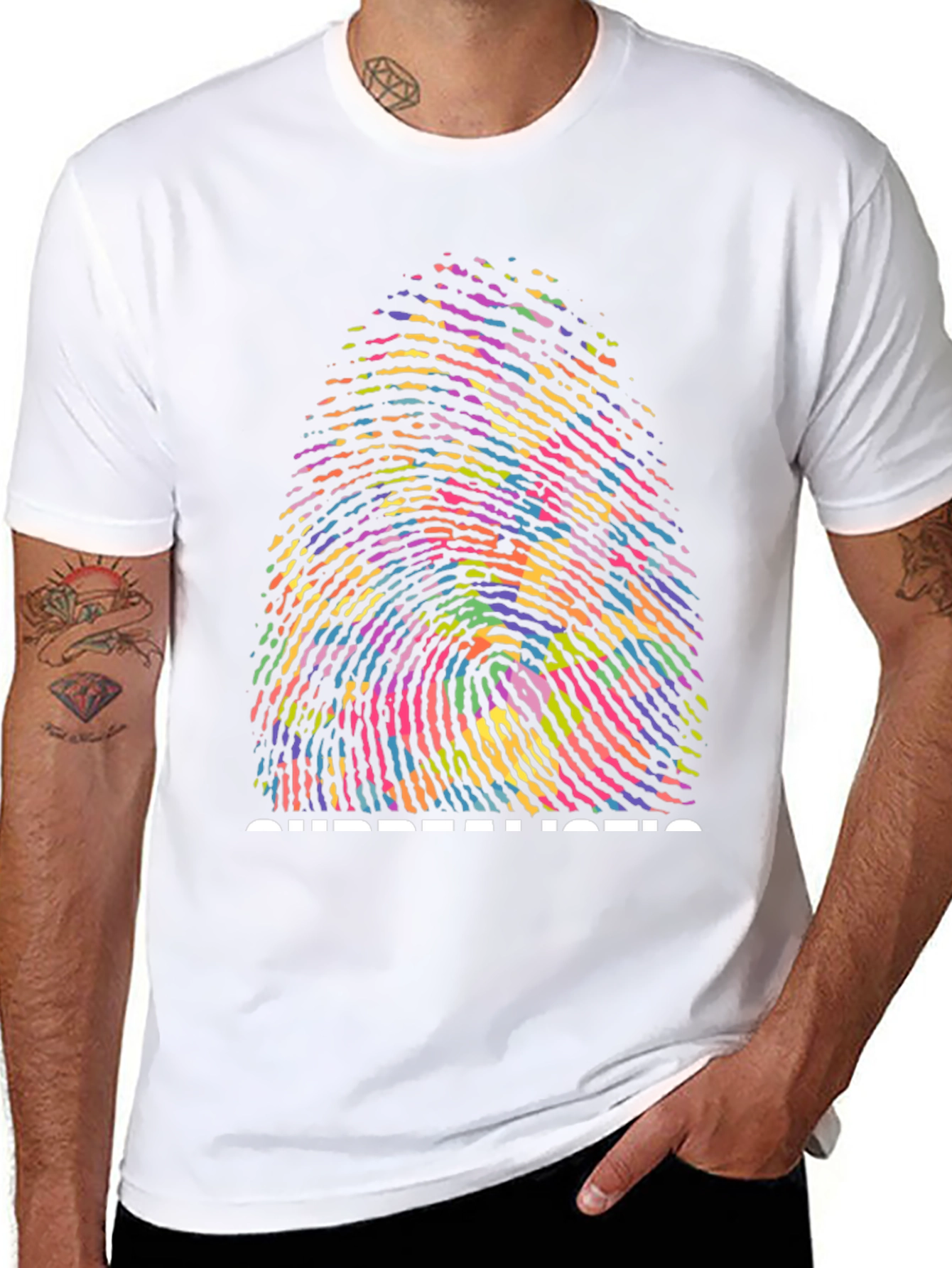 Surrealistic Fingerprint Graphic Tee - Black
