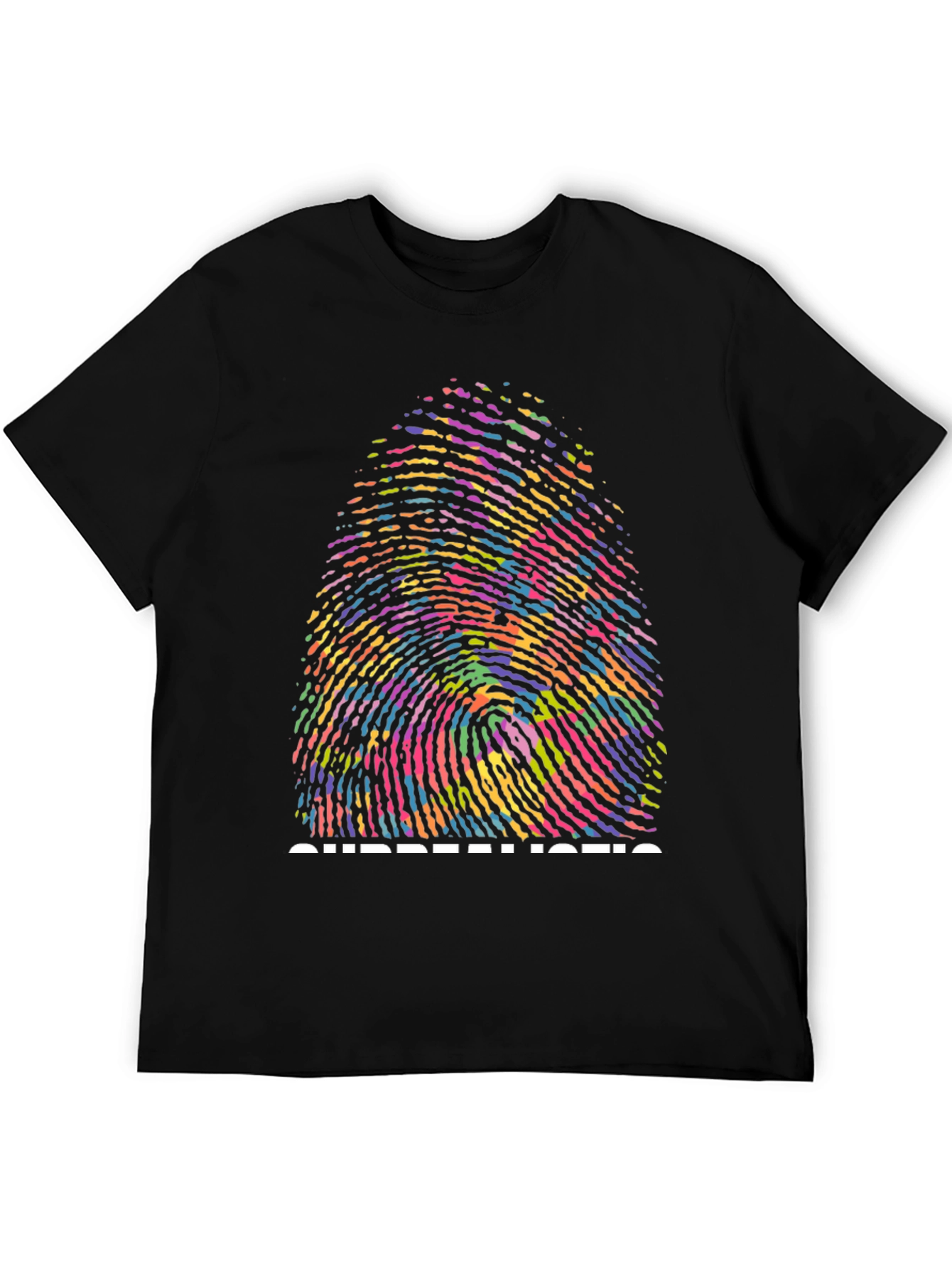 Surrealistic Fingerprint Graphic Tee - Black