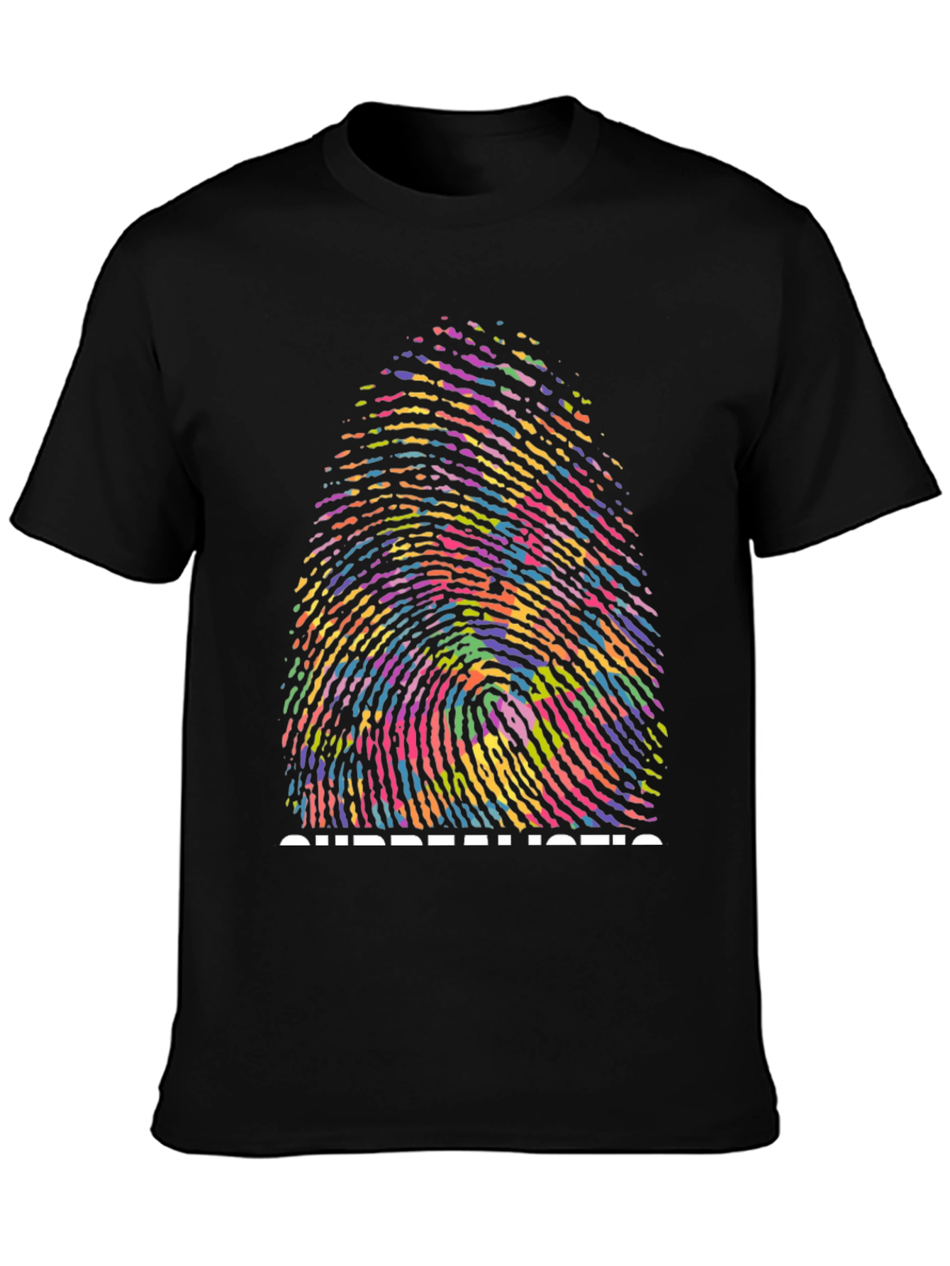 Surrealistic Fingerprint Graphic Tee - Black