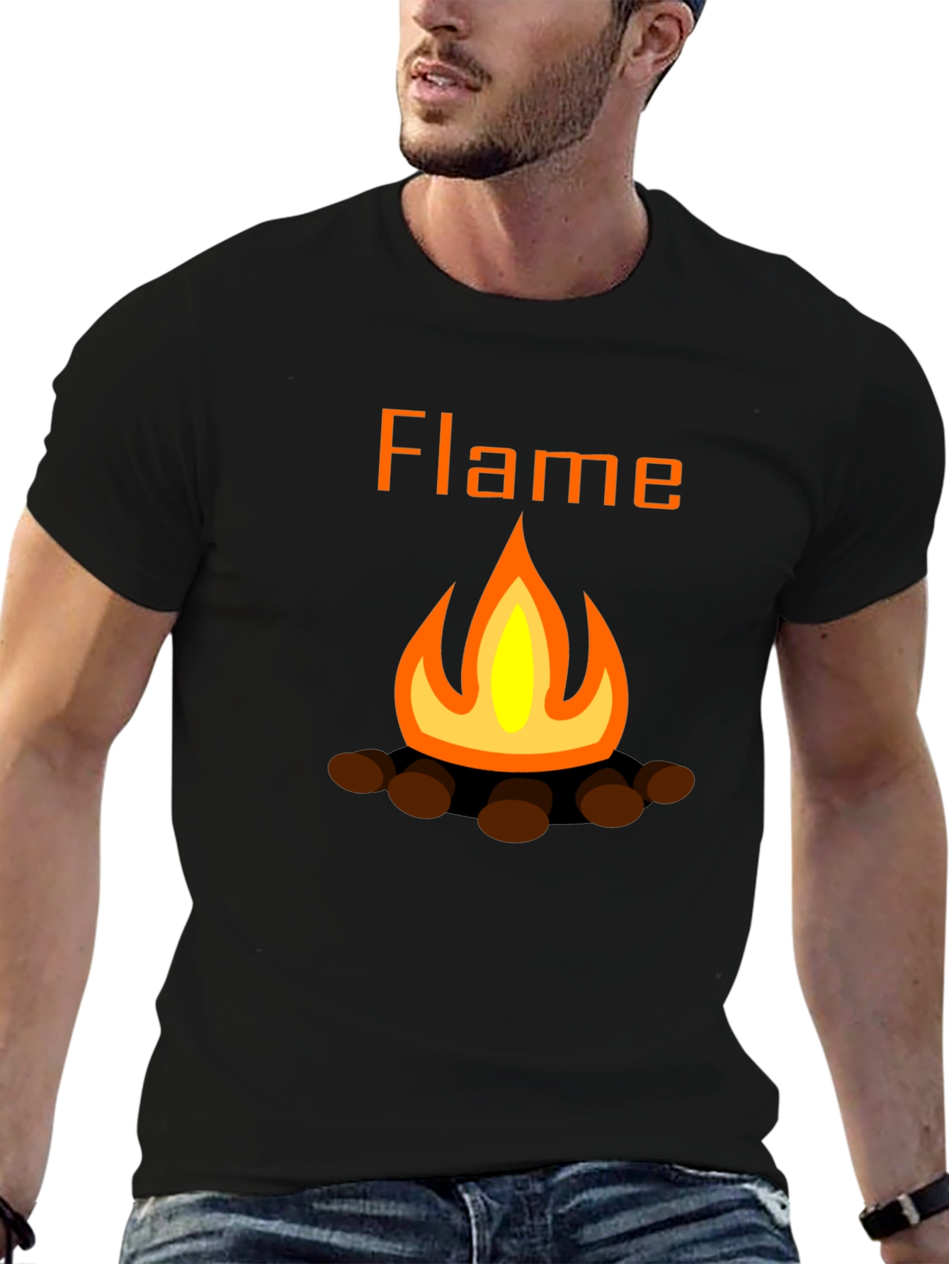 Flame Graphic Tee - Black Short Sleeve T-Shirt