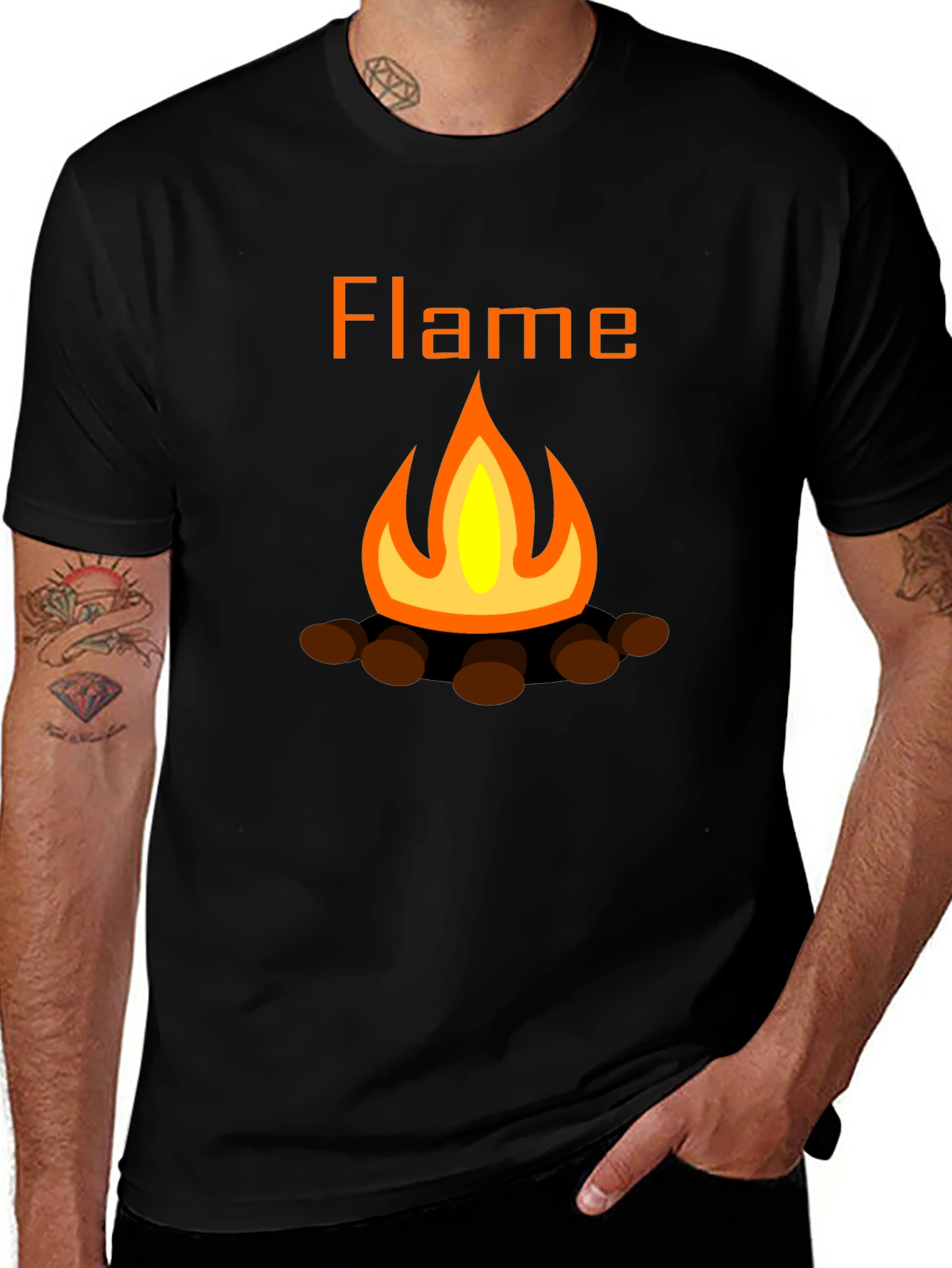Flame Graphic Tee - Black Short Sleeve T-Shirt