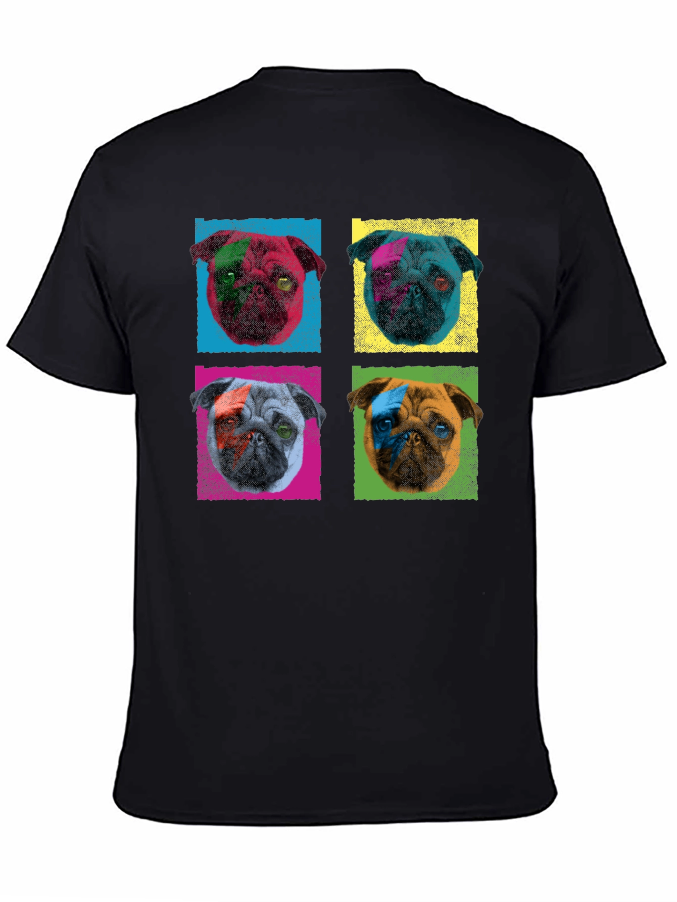 Pop Art Pug Graphic Tee - Mens Black T-Shirt