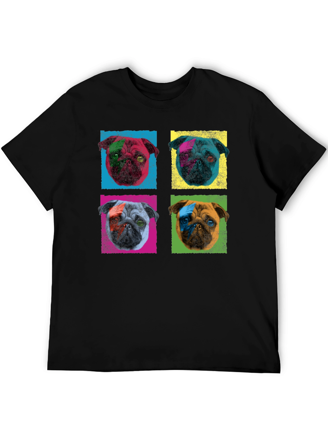 Pop Art Pug Graphic Tee - Mens Black T-Shirt