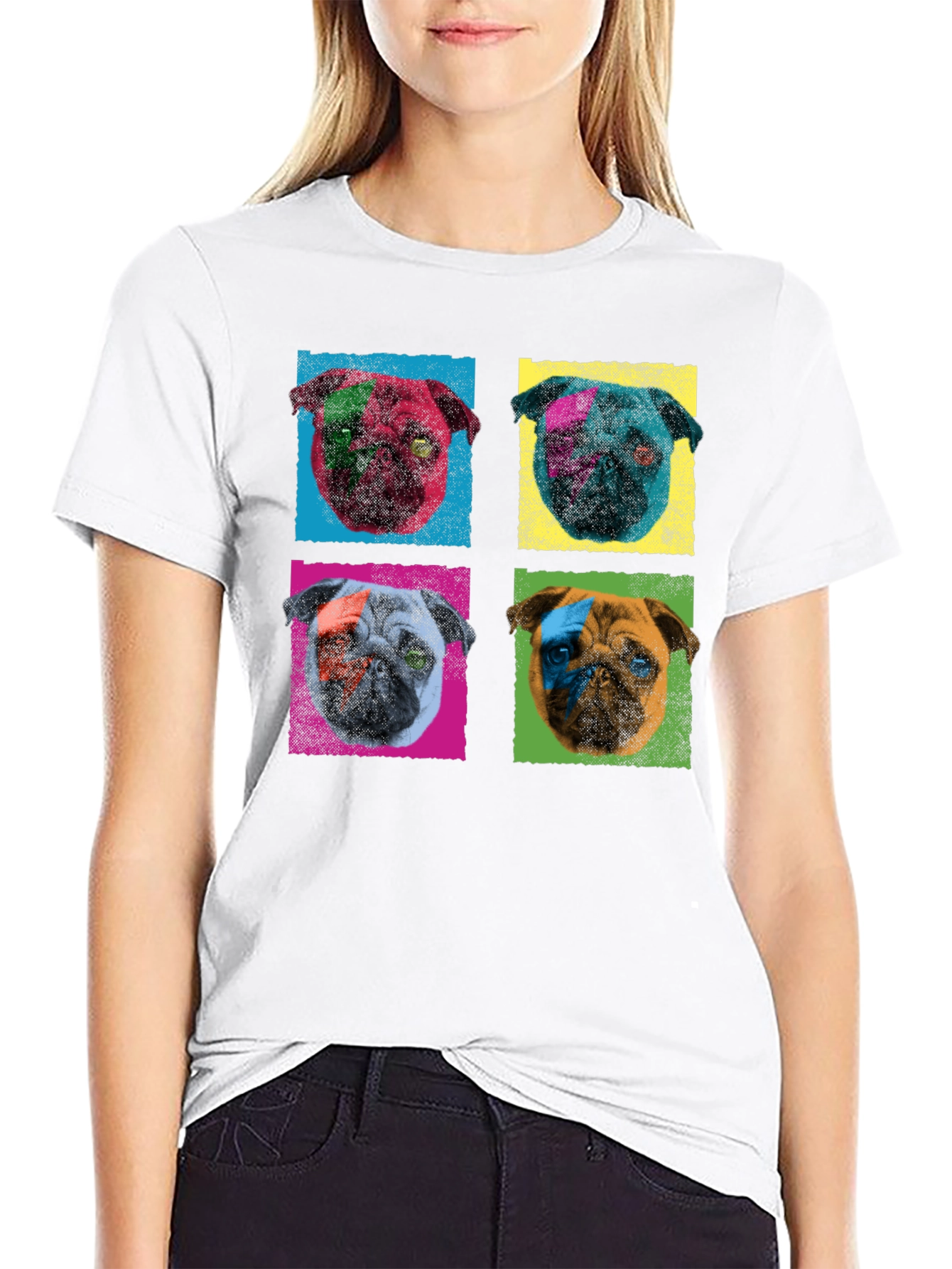 Pop Art Pug Graphic Tee - Mens Black T-Shirt