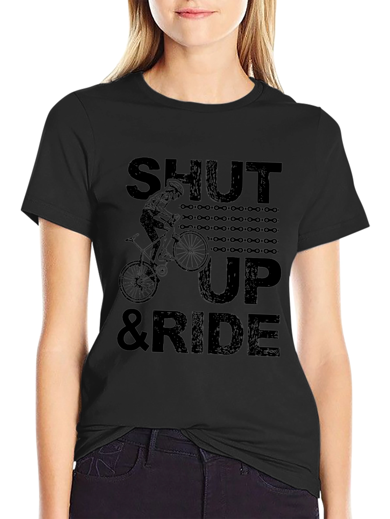 Shut Up & Ride Biker T-Shirt - Black