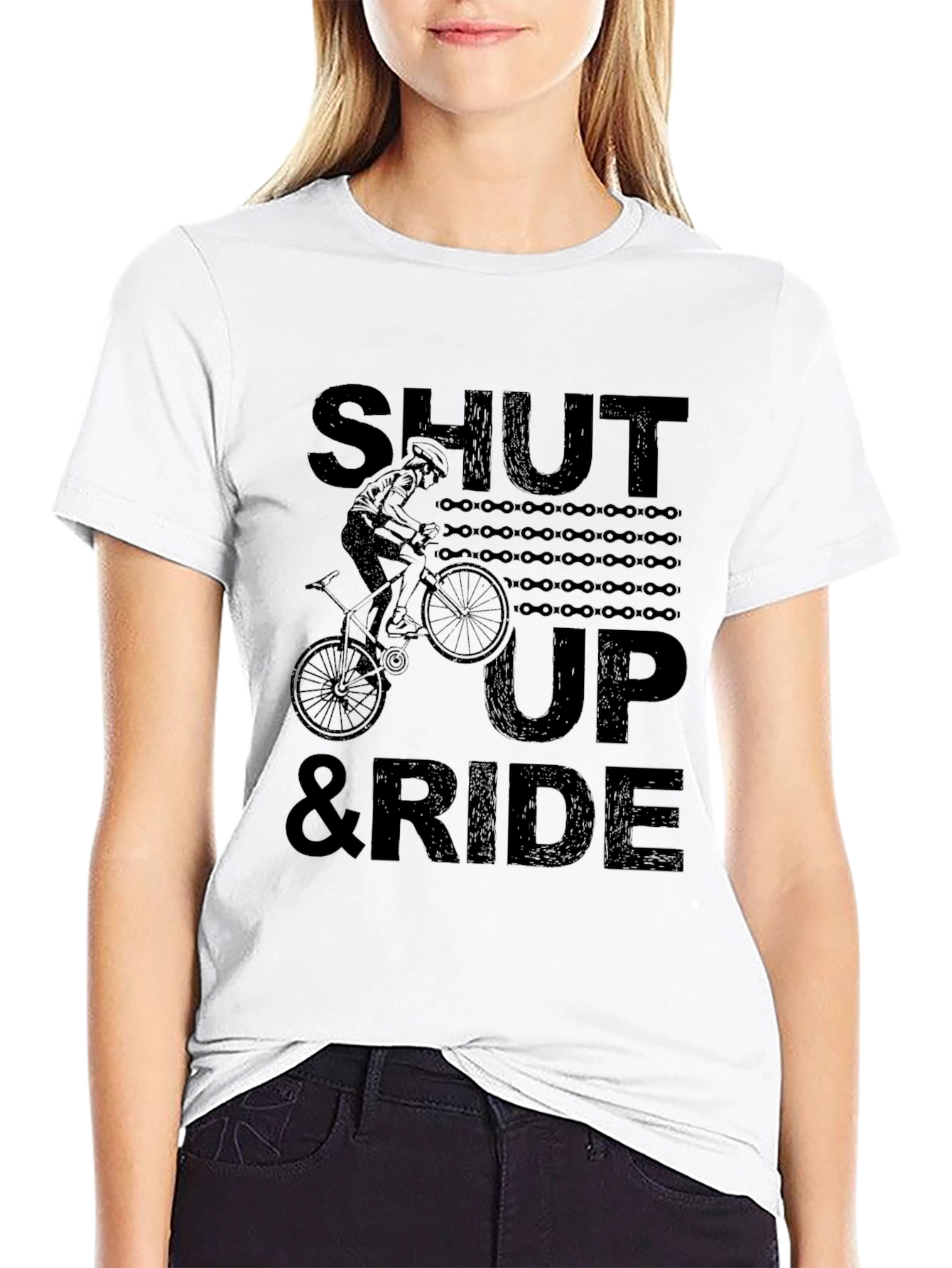Shut Up & Ride Biker T-Shirt - Black