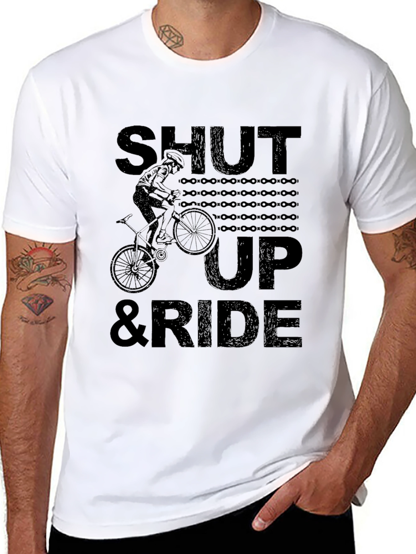 Shut Up & Ride Biker T-Shirt - Black