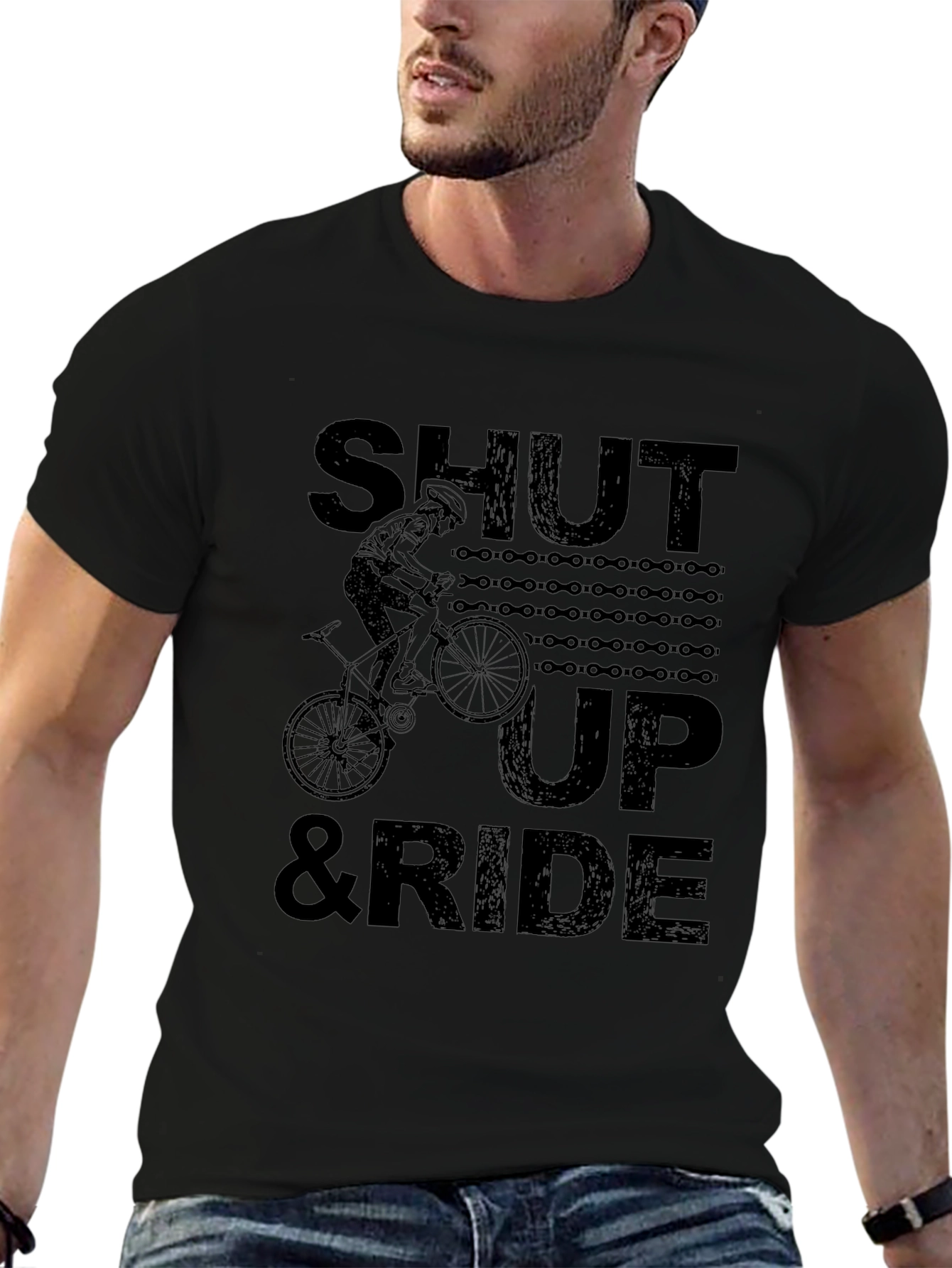 Shut Up & Ride Biker T-Shirt - Black