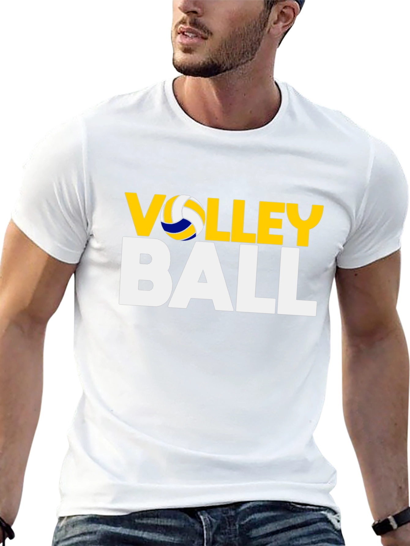 Volleyball Graphic Print Black T-Shirt