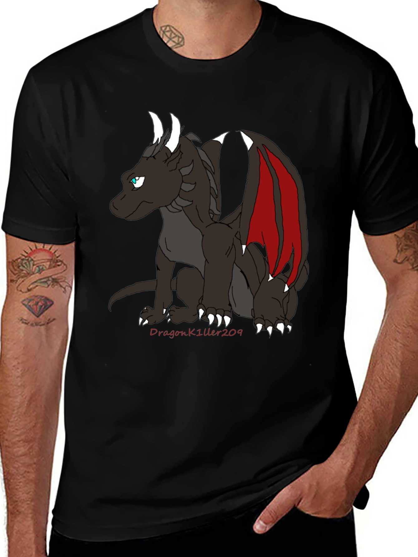 Dragon Graphic Tee - Black Cotton Blend