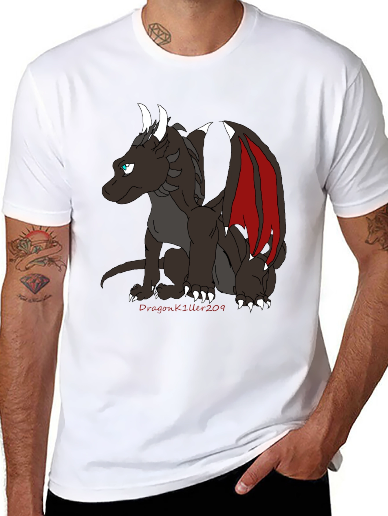 Dragon Graphic Tee - Black Cotton Blend