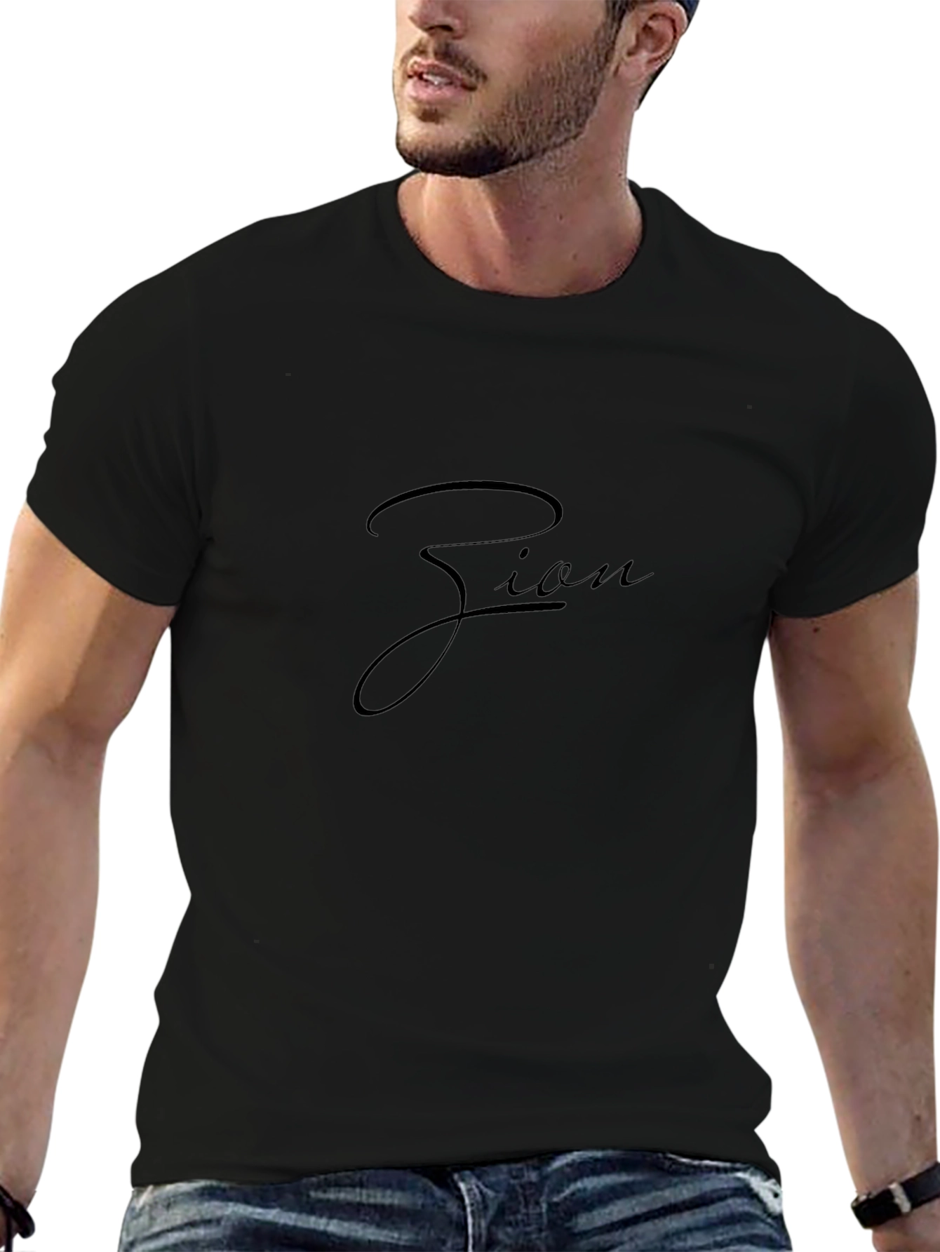 Zion Script Black T-Shirt - Stylish Casual Wear