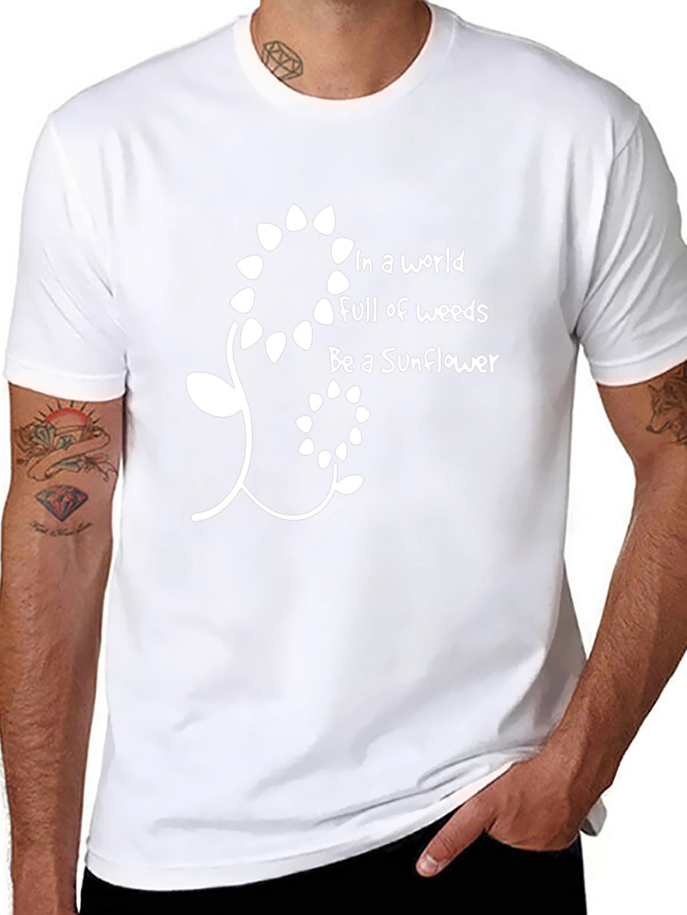 Be A Sunflower Graphic Tee - Trendy Black T-Shirt