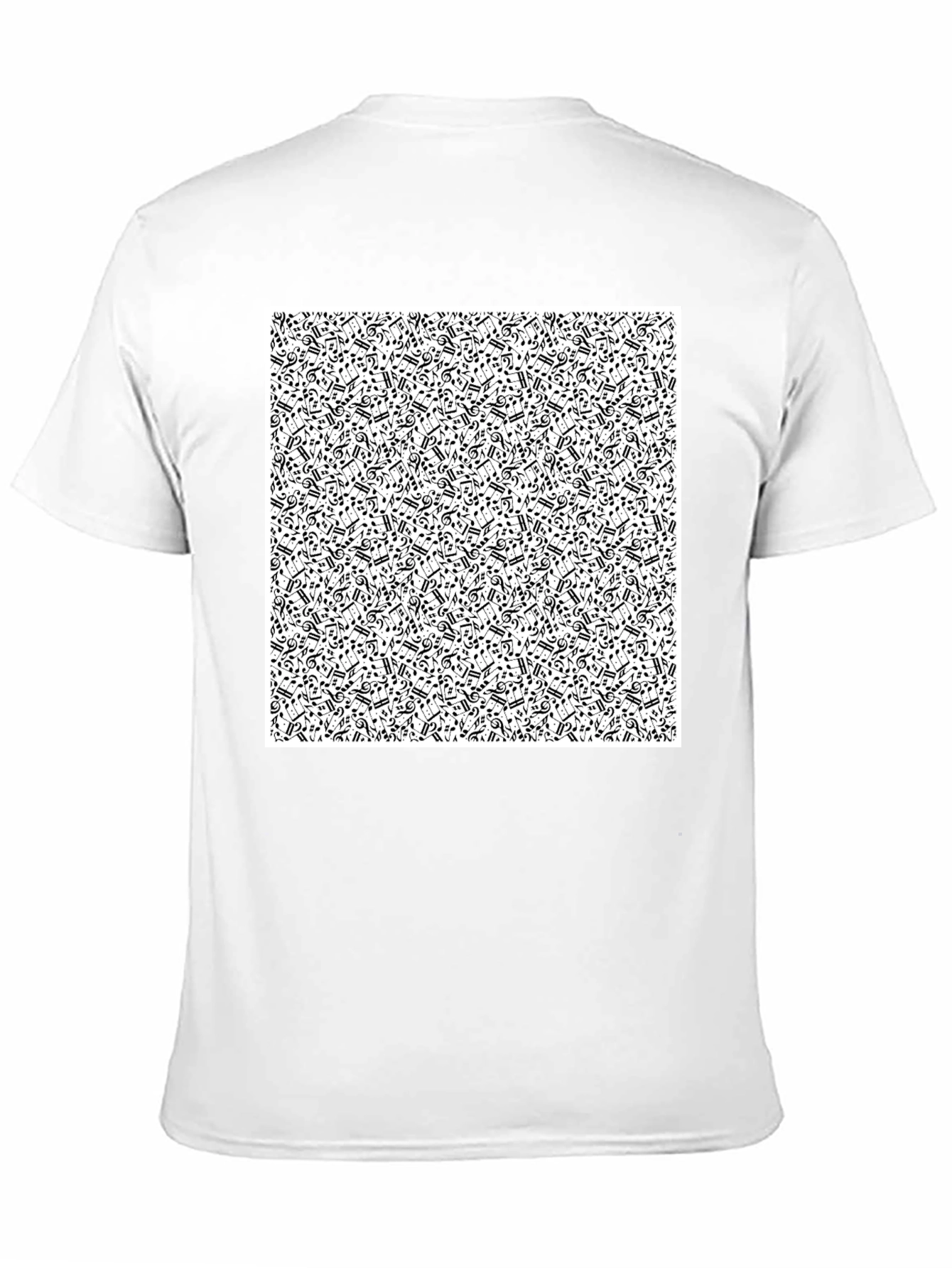 Musical Notes Pattern Black T-Shirt