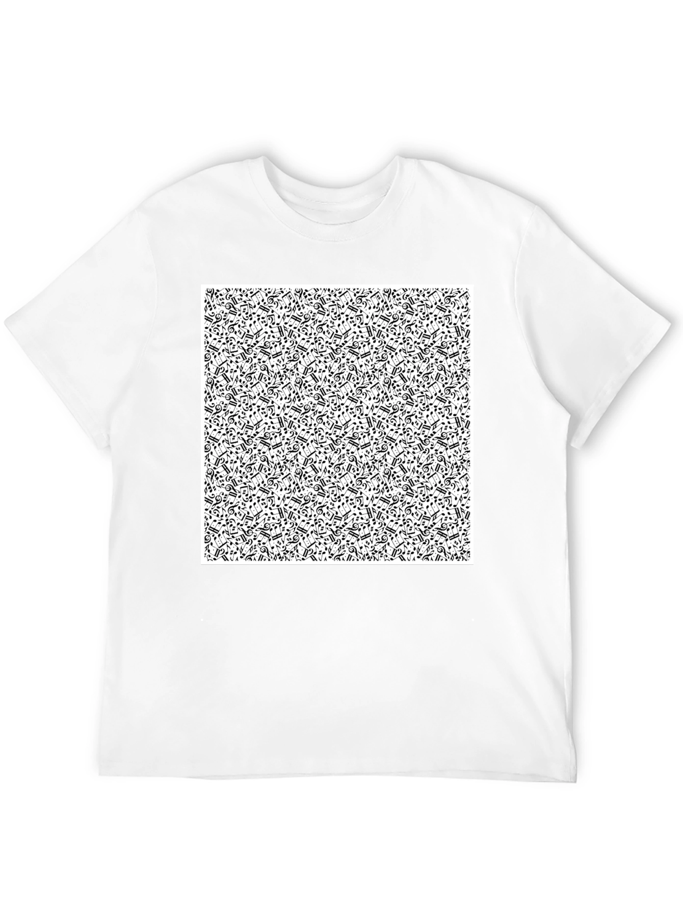 Musical Notes Pattern Black T-Shirt