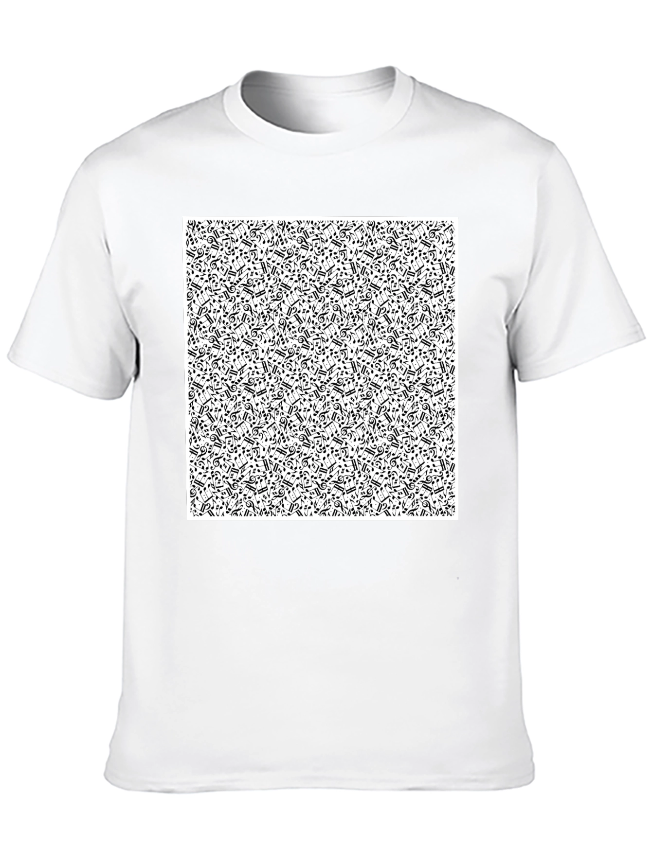 Musical Notes Pattern Black T-Shirt