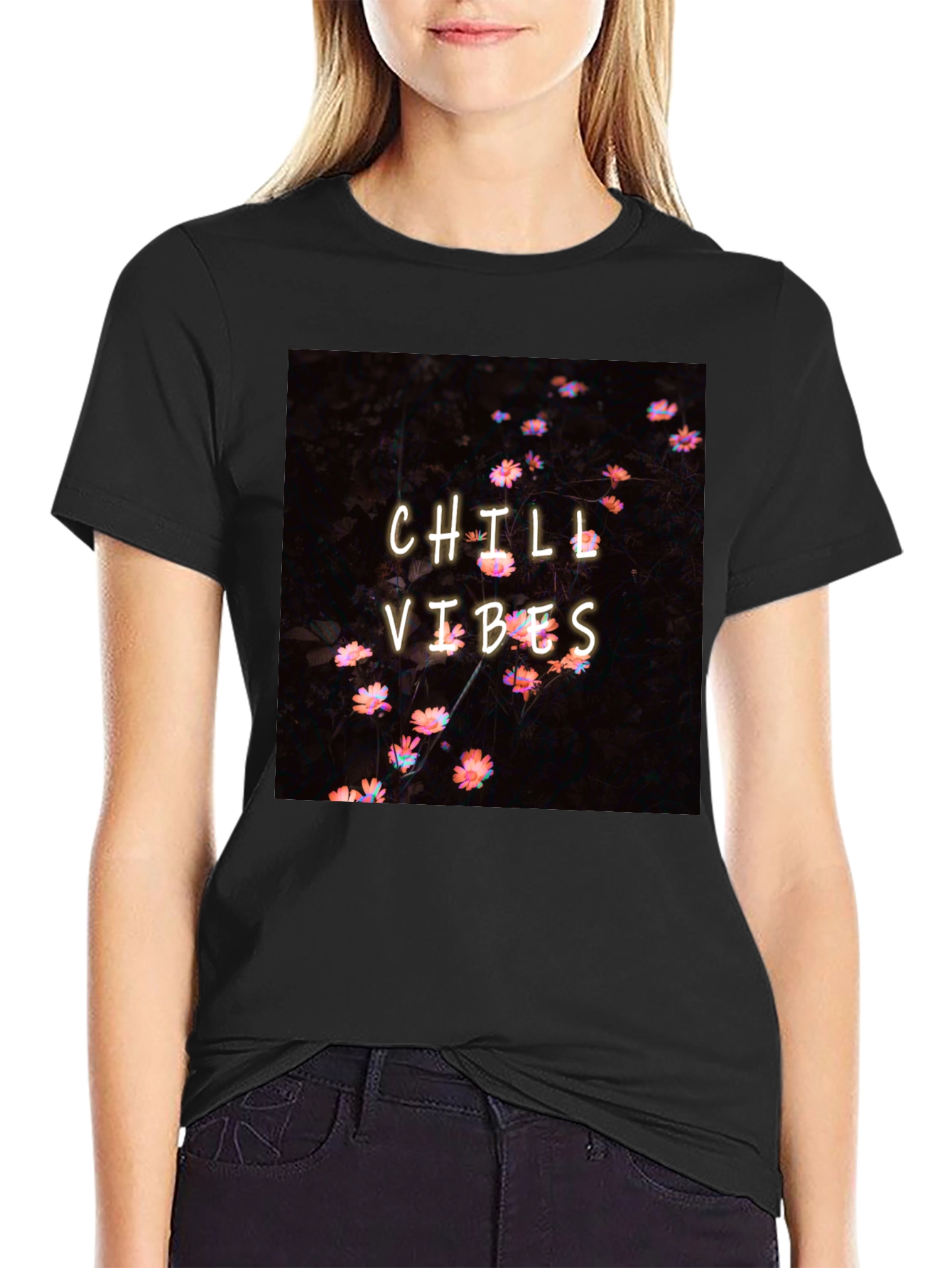 Chill Vibes Graphic Tee - Black Casual Comfort