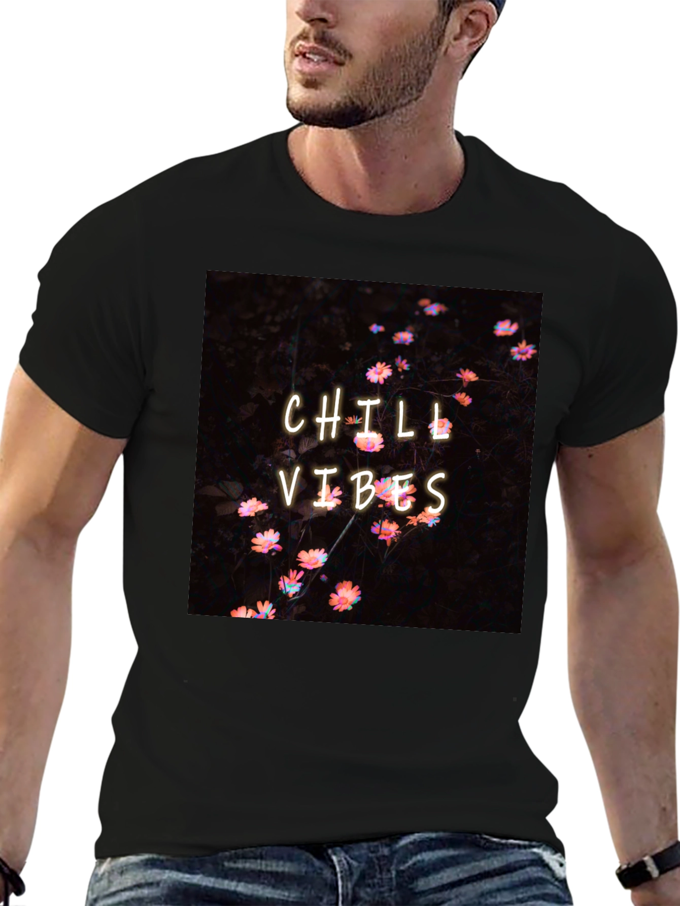 Chill Vibes Graphic Tee - Black Casual Comfort