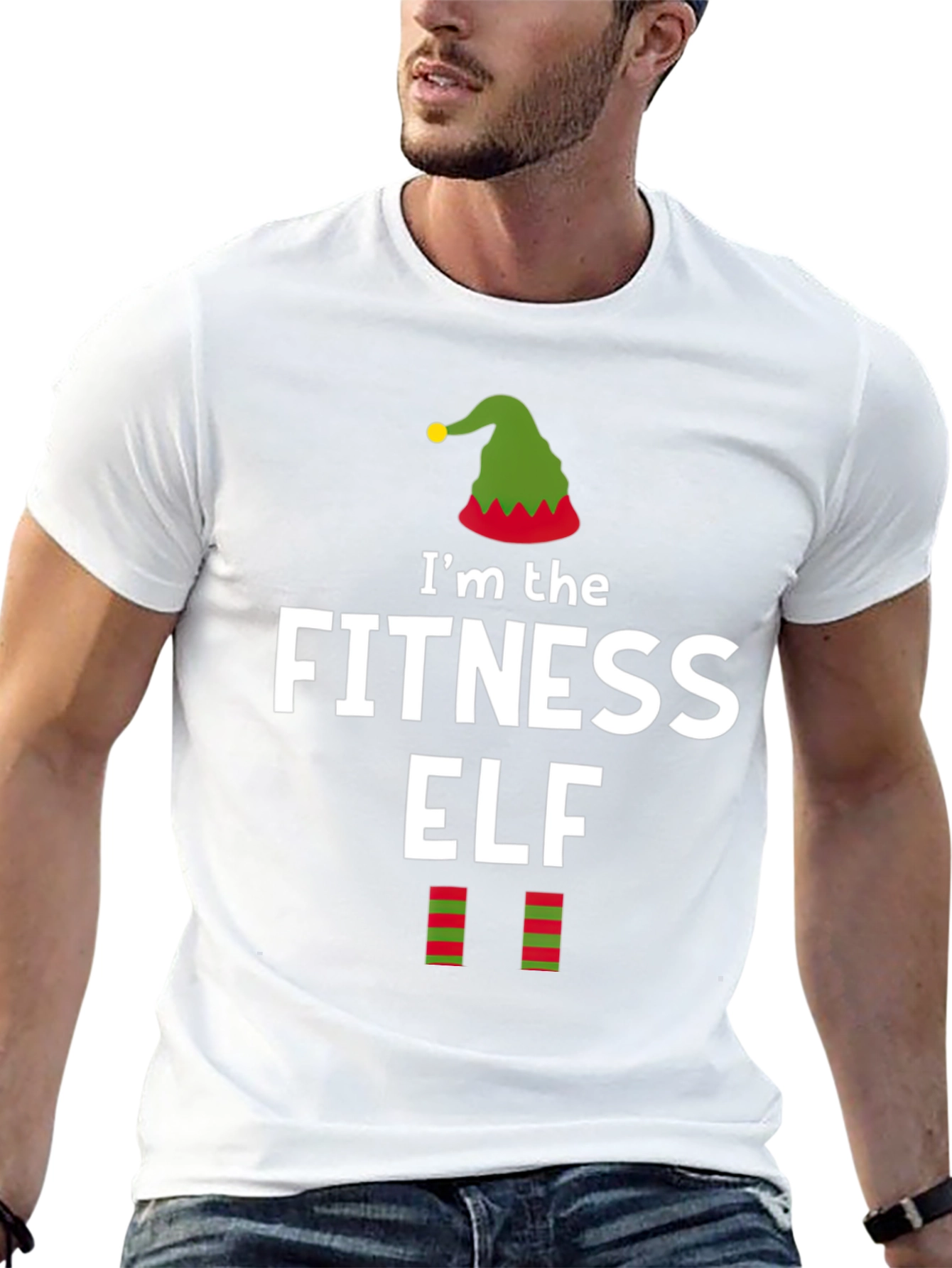 Fitness Elf Christmas Holiday Graphic Tee