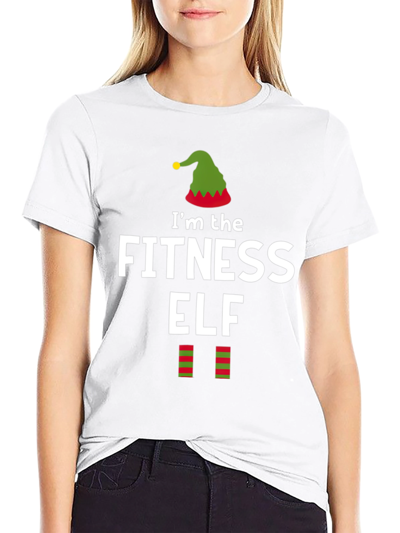Fitness Elf Christmas Holiday Graphic Tee