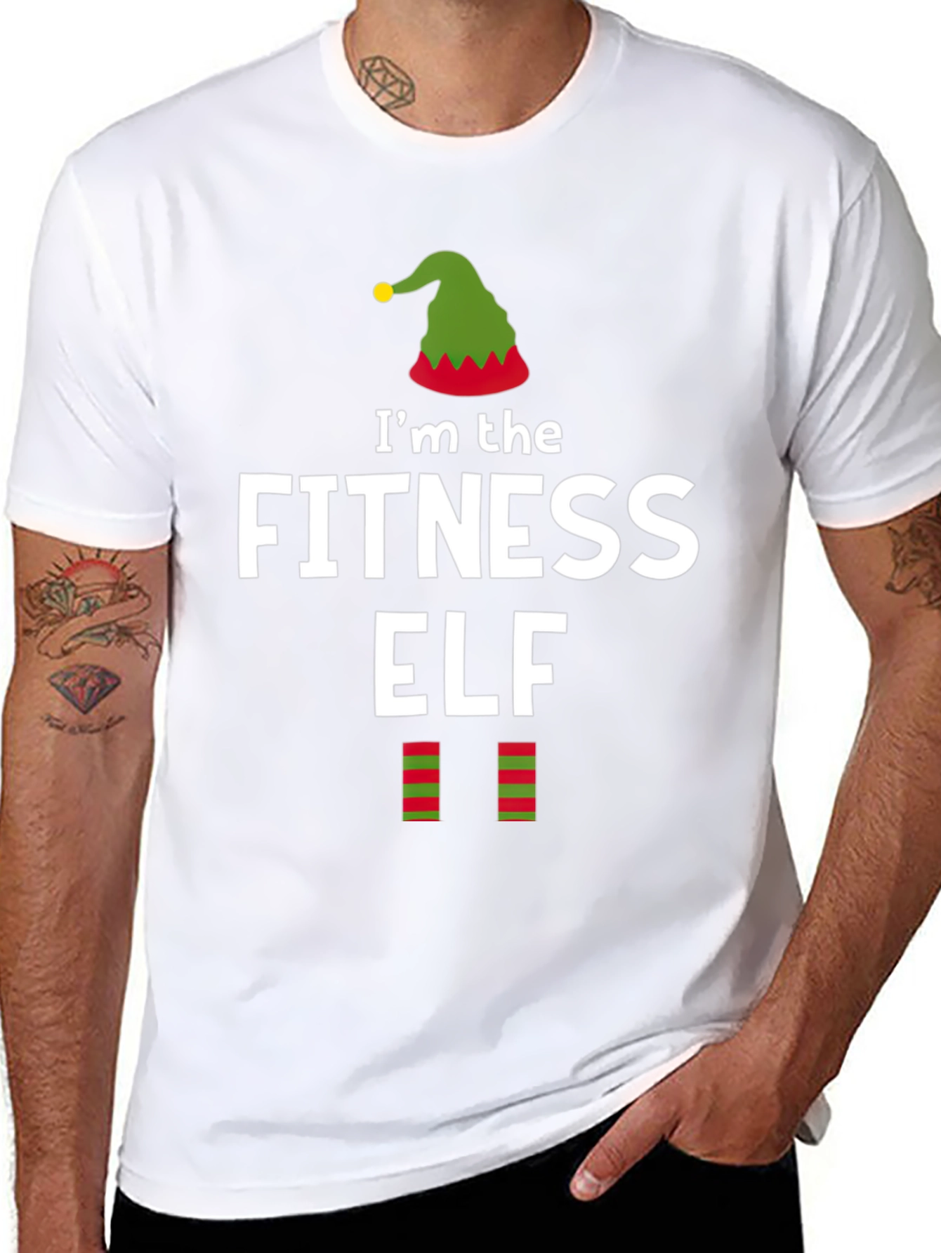Fitness Elf Christmas Holiday Graphic Tee