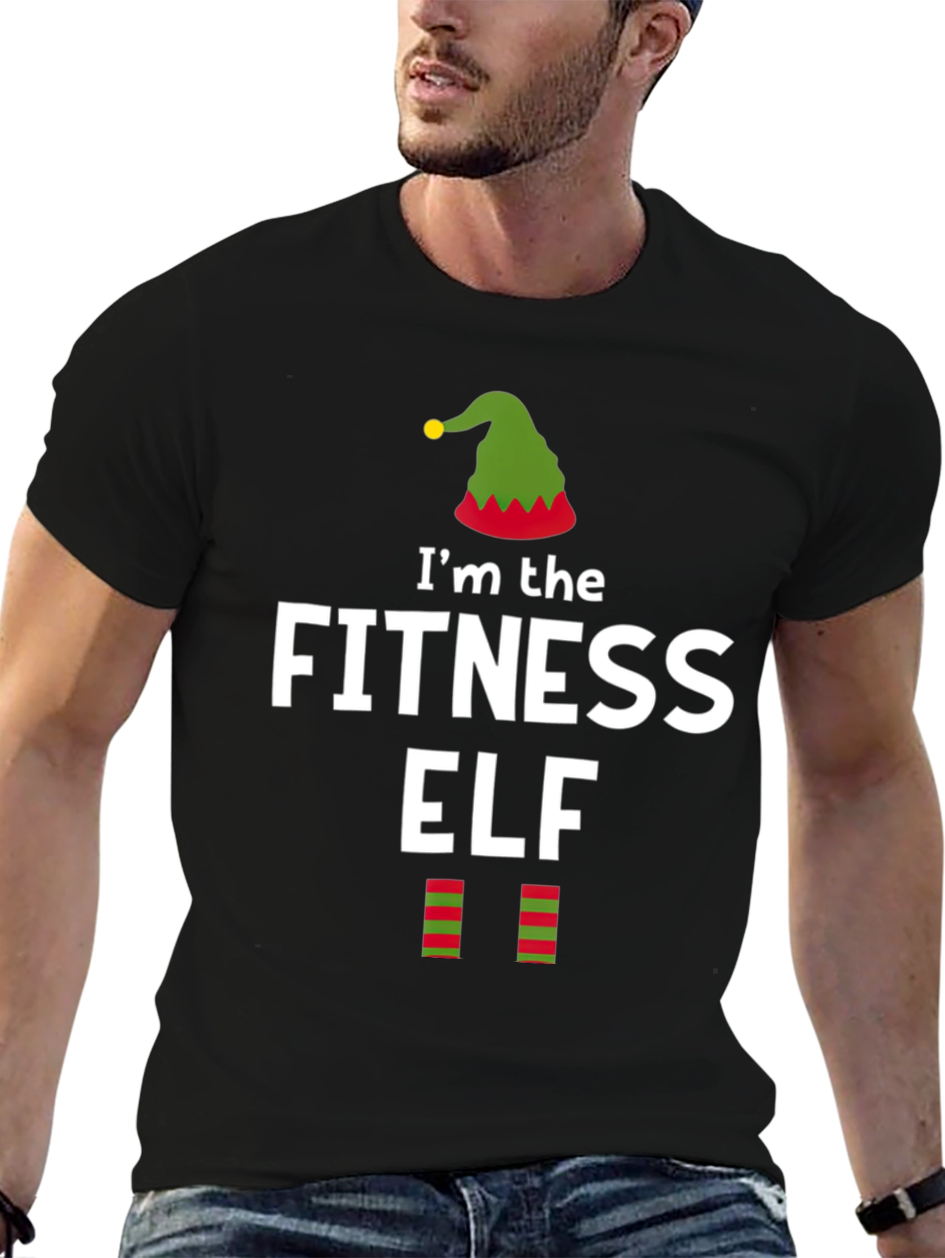 Fitness Elf Christmas Holiday Graphic Tee