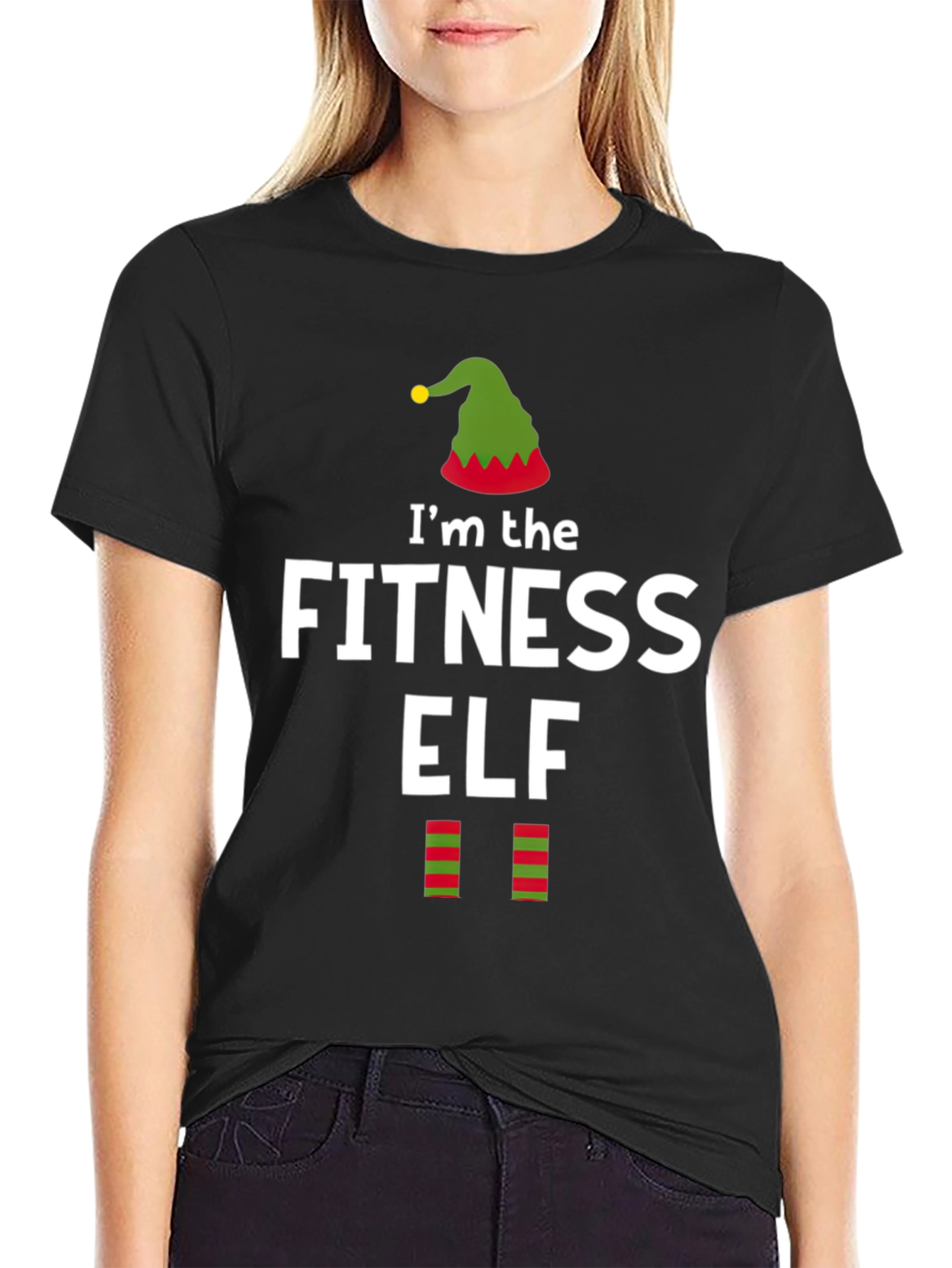 Fitness Elf Christmas Holiday Graphic Tee