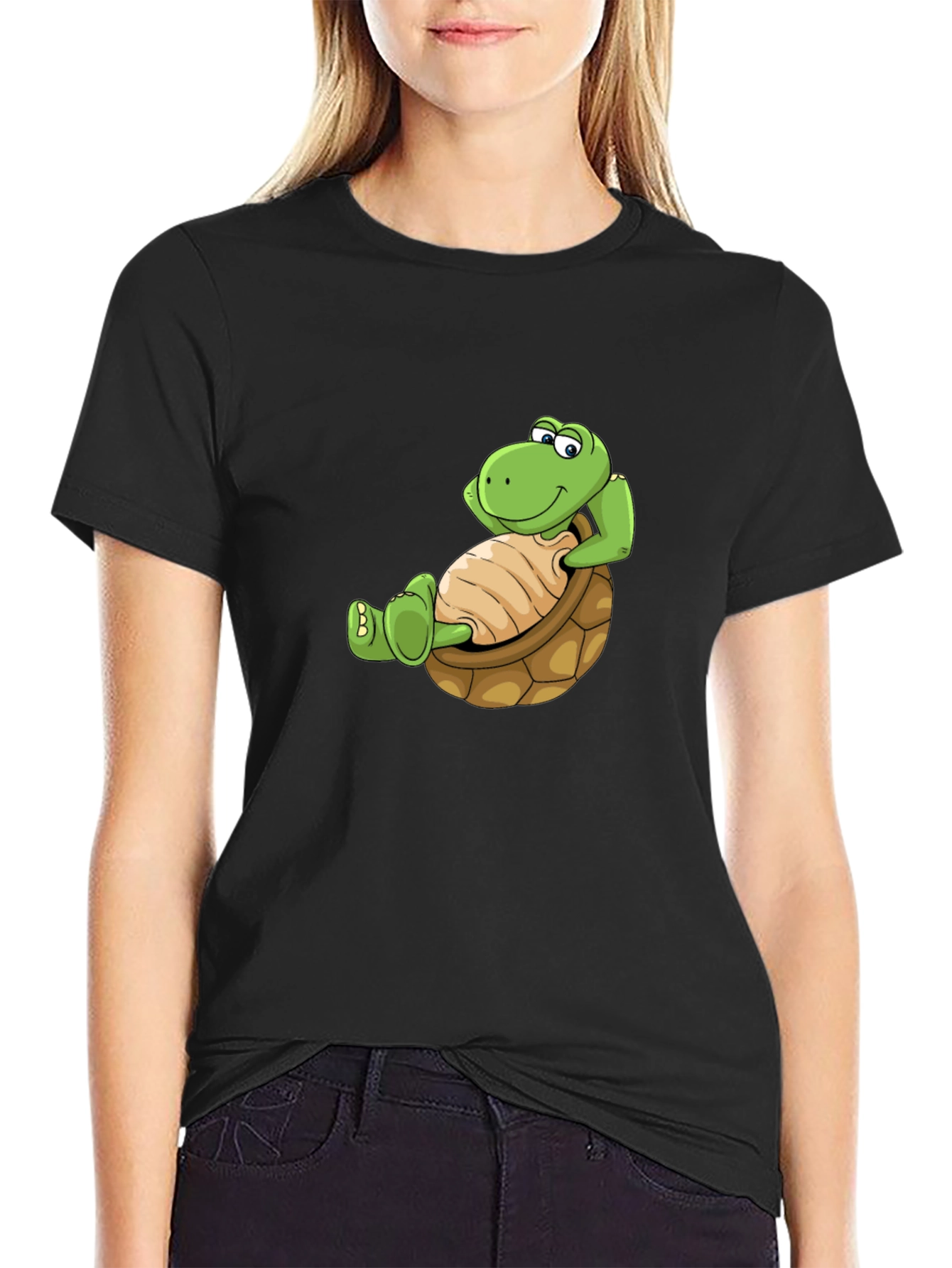 Relaxing Turtle Graphic Tee - Black