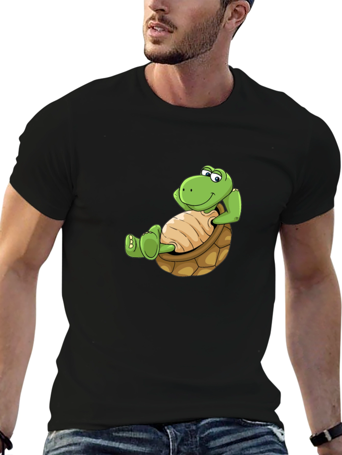 Relaxing Turtle Graphic Tee - Black