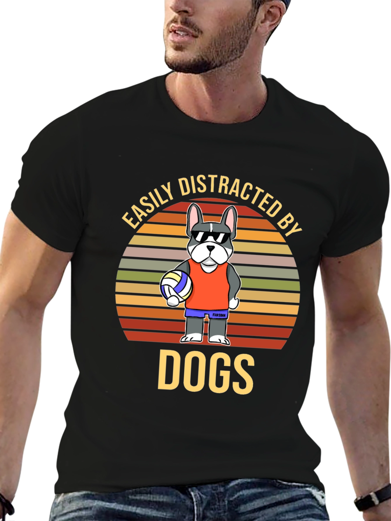 Easily Distracted by Dogs Funny Graphic Tee
