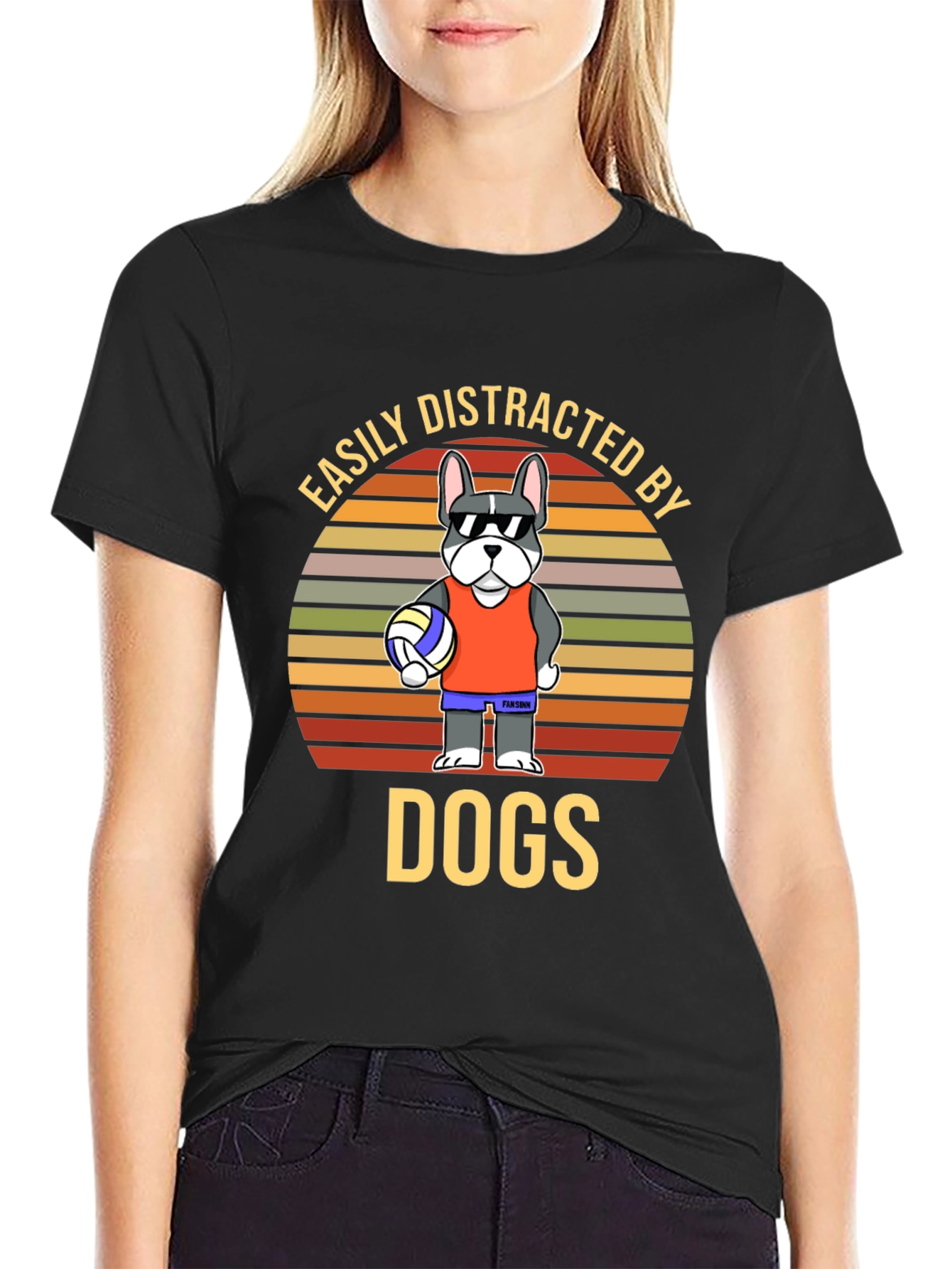 Easily Distracted by Dogs Funny Graphic Tee