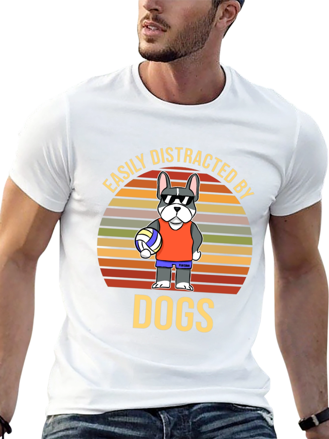 Easily Distracted by Dogs Funny Graphic Tee