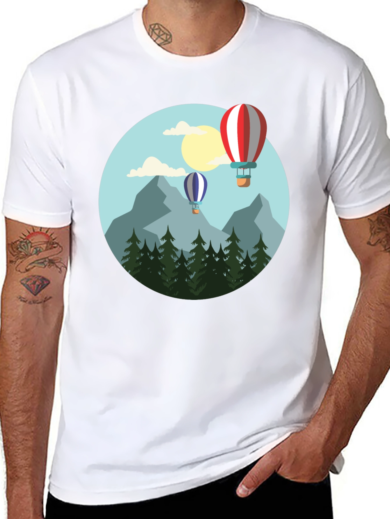 Scenic Hot Air Balloon Graphic Tee - Adventure Awaits!