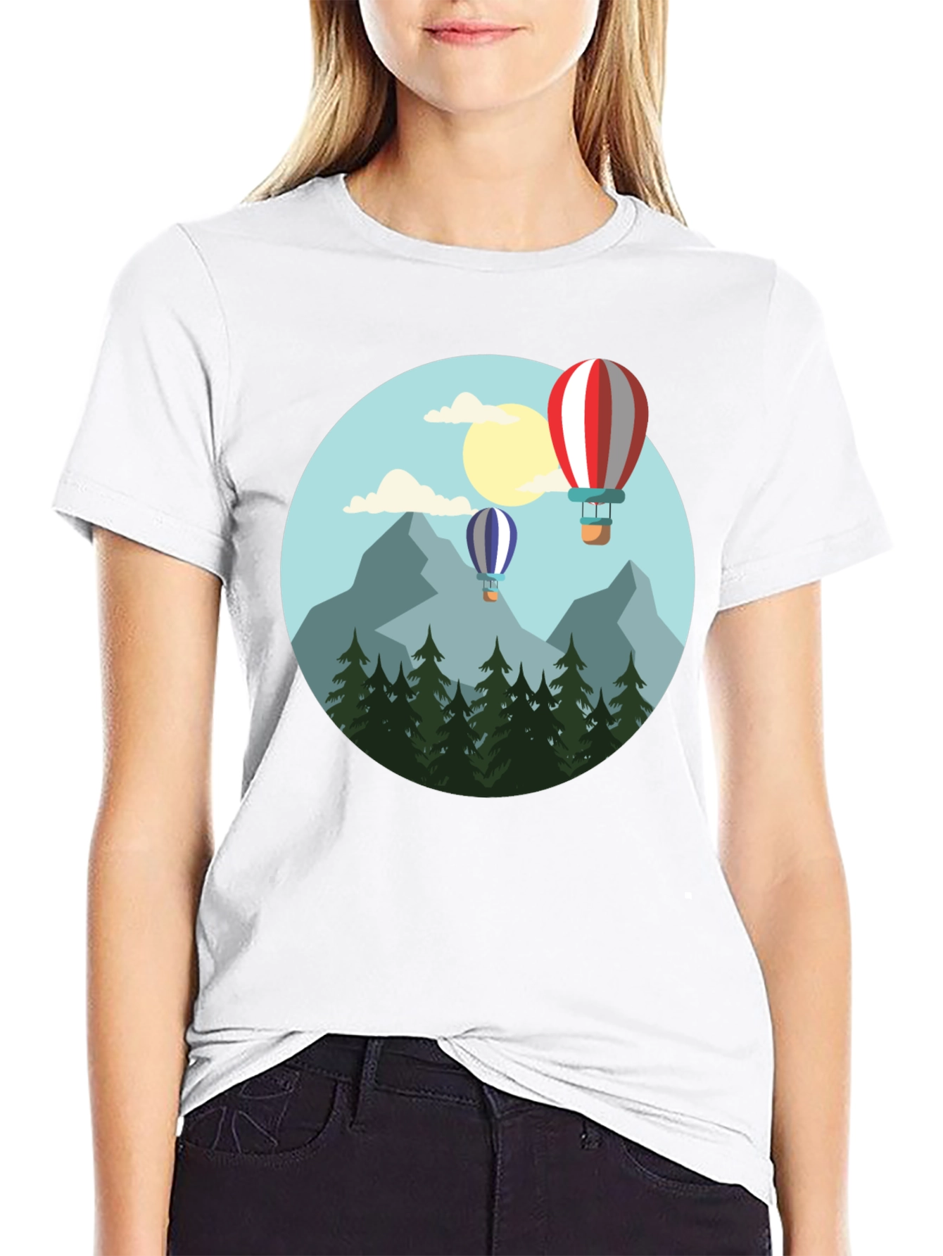 Scenic Hot Air Balloon Graphic Tee - Adventure Awaits!