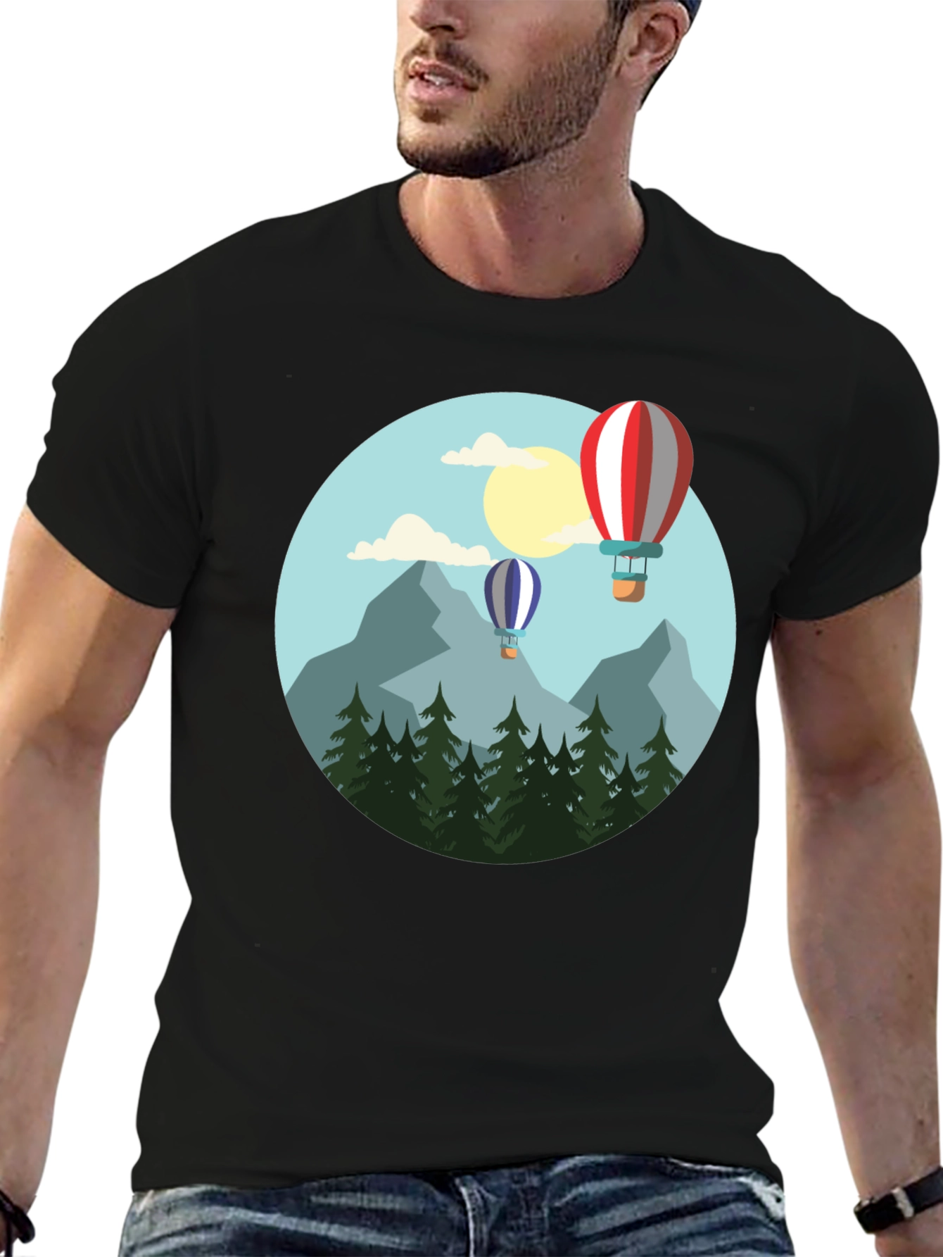 Scenic Hot Air Balloon Graphic Tee - Adventure Awaits!
