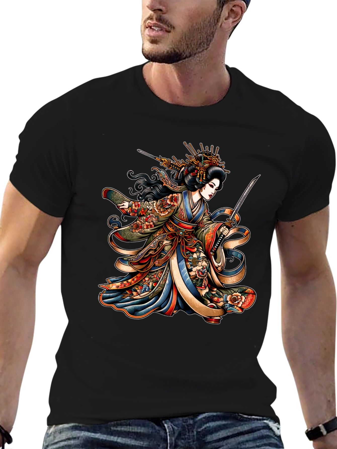 Geisha Warrior Graphic T-Shirt