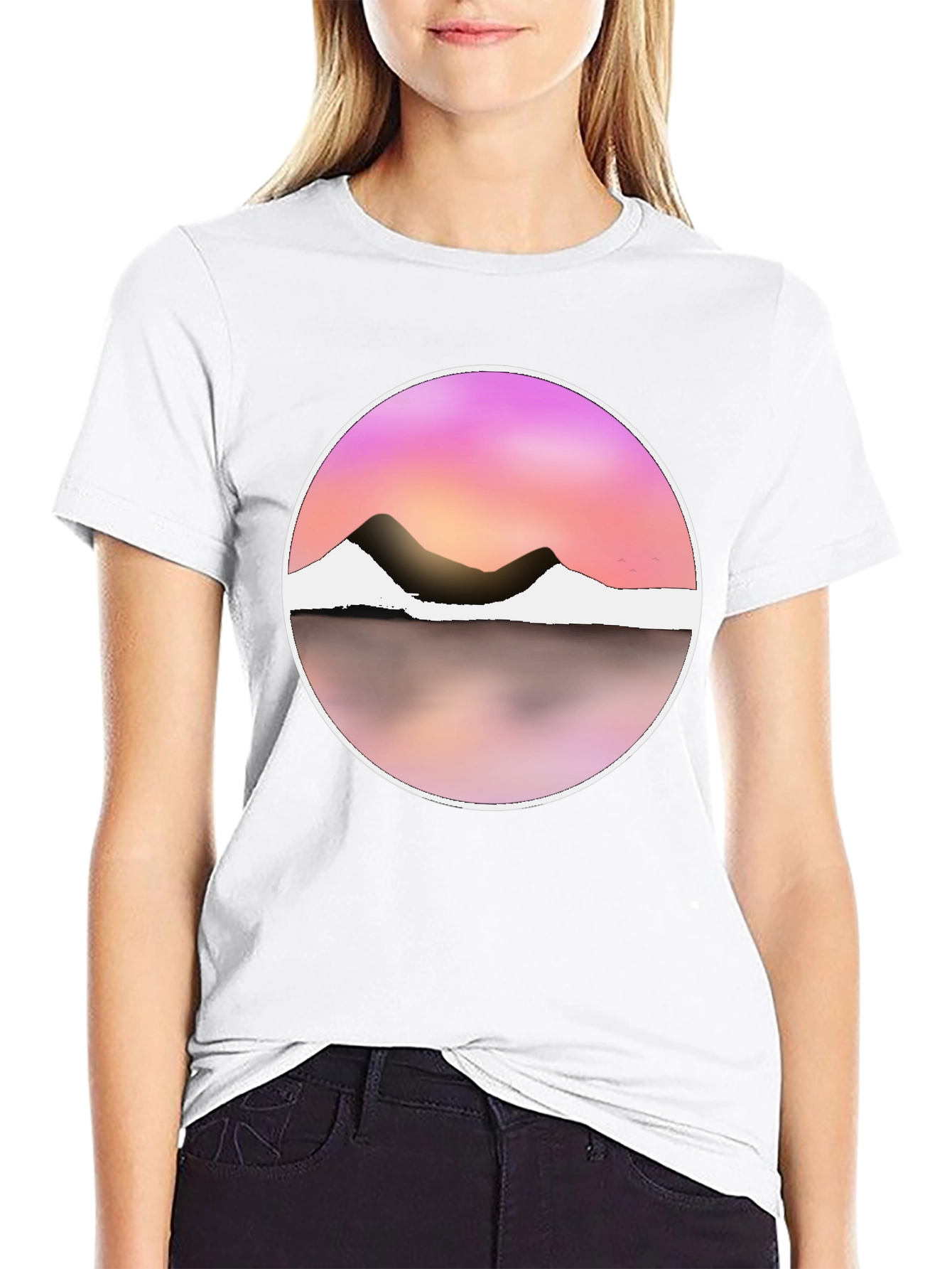 Sunset Mountain Graphic Tee - Stylish Round Design